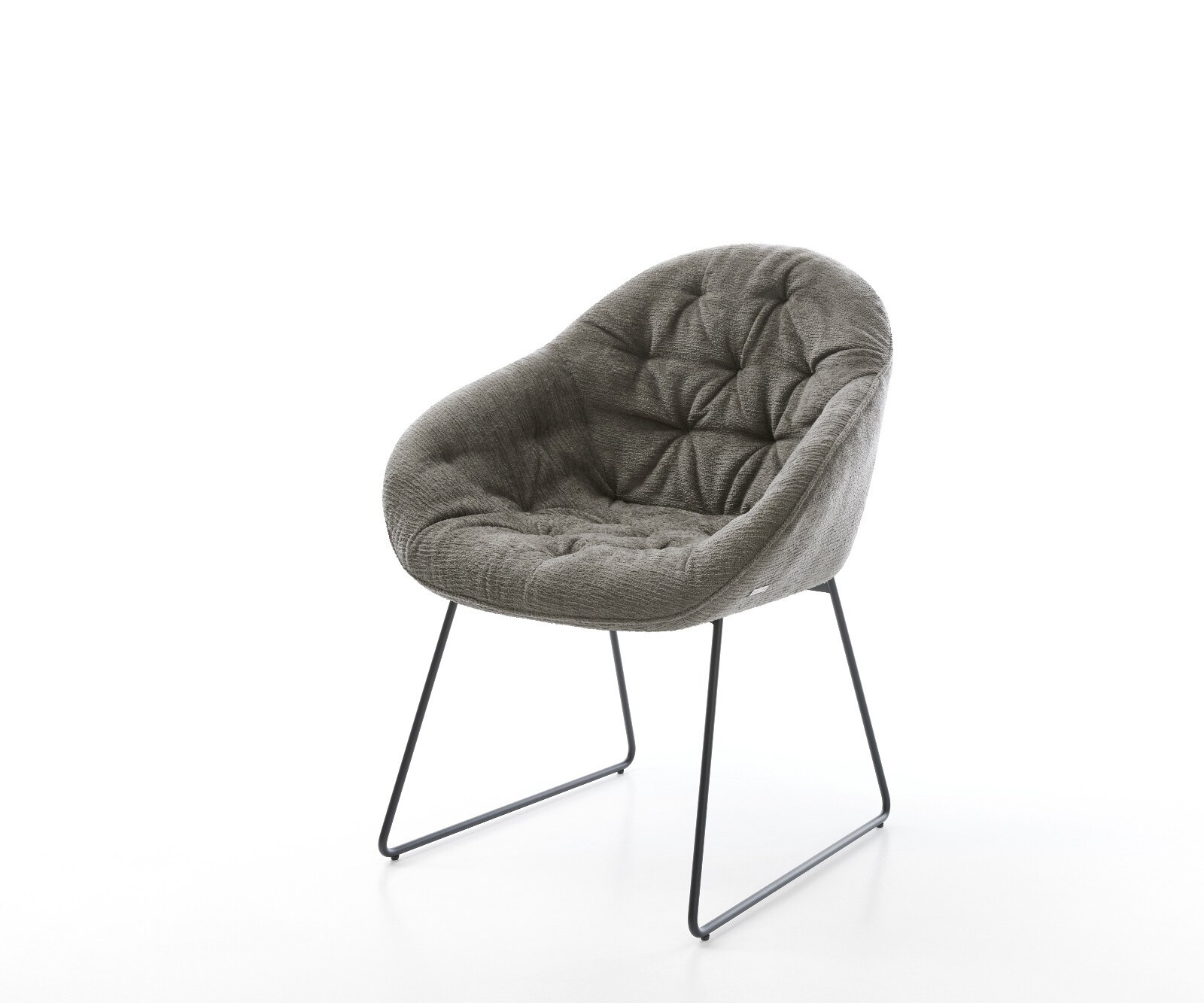 DELIFE Esszimmerstuhl Gaio-Flex Bouclé Soft Schlamm Kufengestell Schwarz