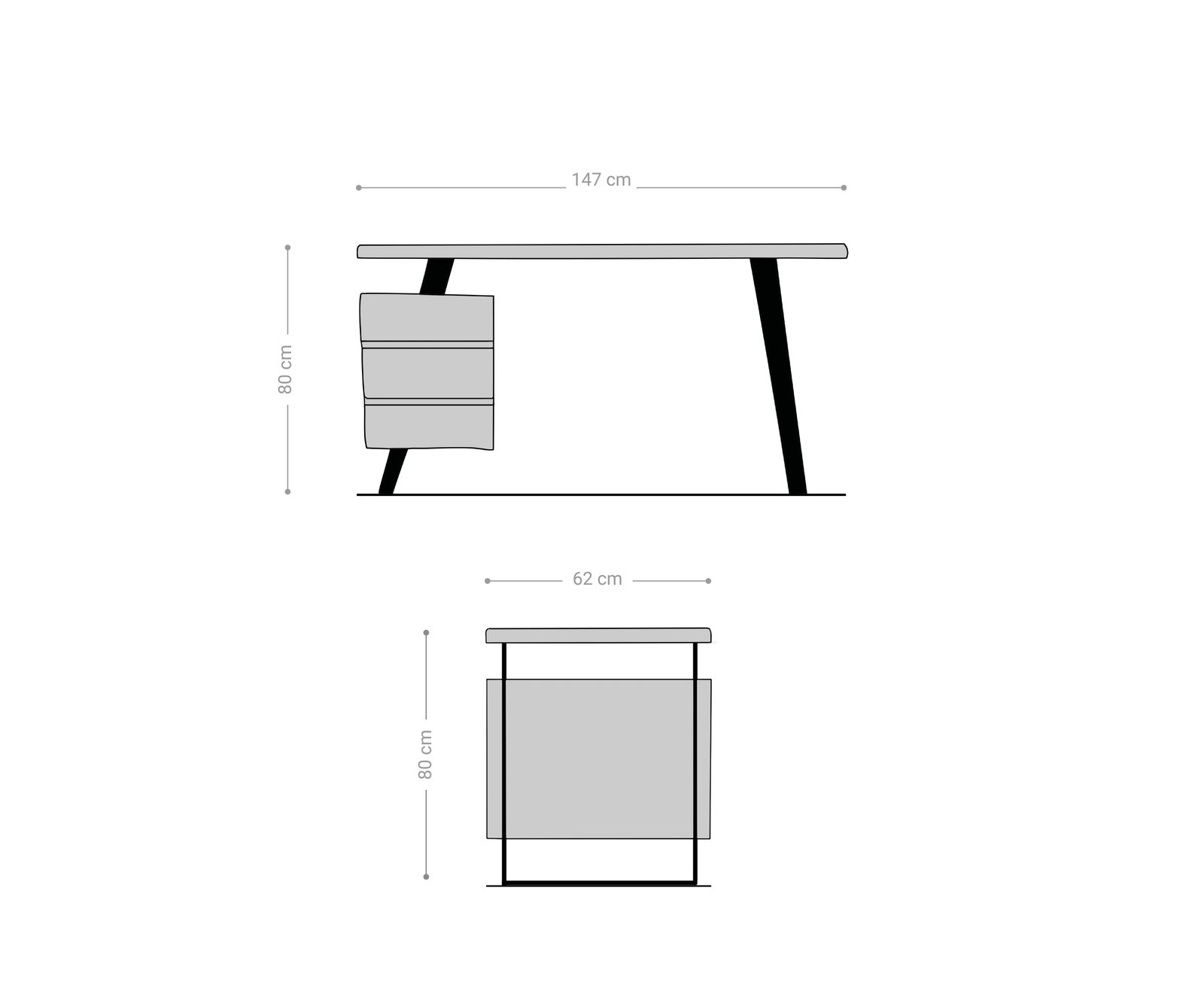 Schreibtisch Live-Edge 150x60 cm Akazie Natur 3 Schübe 6