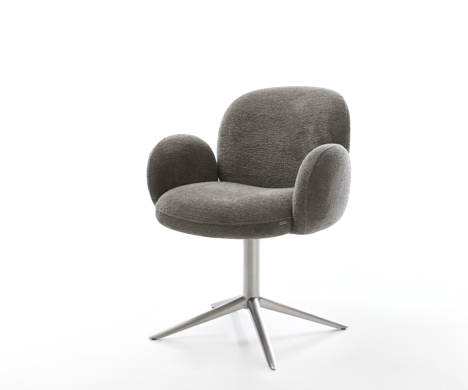 Drehstuhl Nube-Flex mit Armlehnen Bouclé Soft Schlamm Fußkreuz Edelstahl 36 günstig online kaufen