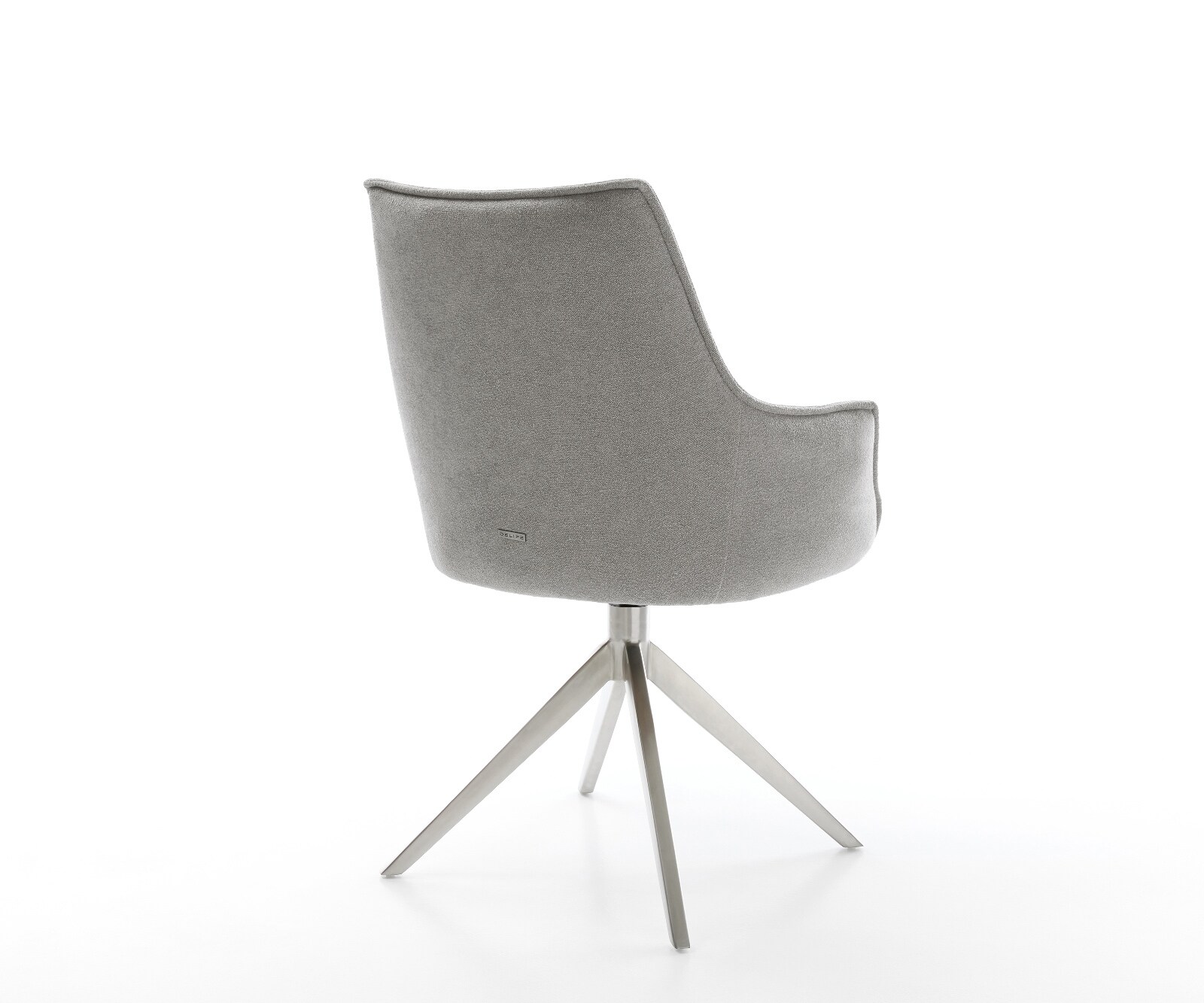 Drehstuhl Alja-Flex mit Armlehnen Strukturstoff Soft Grau Kreuzgestell breit Edelstahl 360° drehbar Wippfunktion Taschenfederkern 4