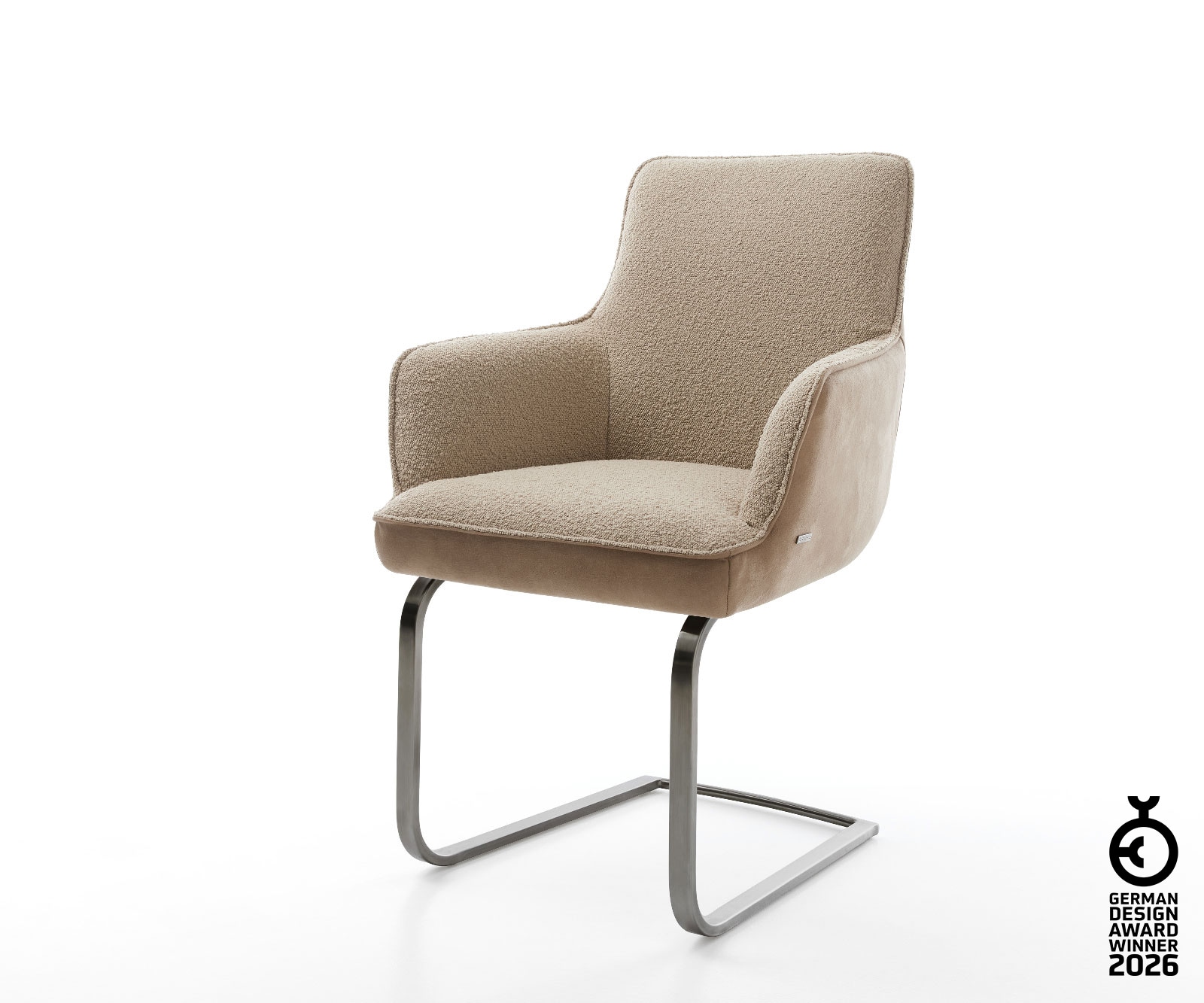 Freischwinger Heira-Flex mit Armlehnen Materialmix Schlamm Freischwinger flach Graphit Taschenfederkern