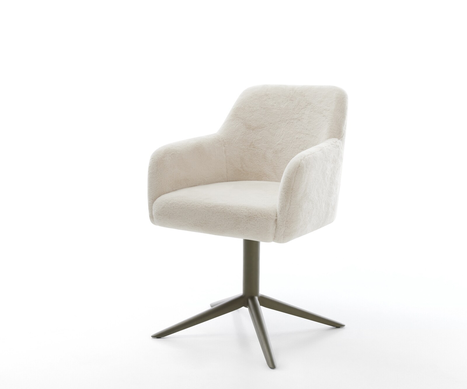 Drehstuhl Greg-Flex Plüsch Creme-Weiß Fußkreuz Effektfinish Titan 360° drehbar Wippfunktion Taschenfederkern 1