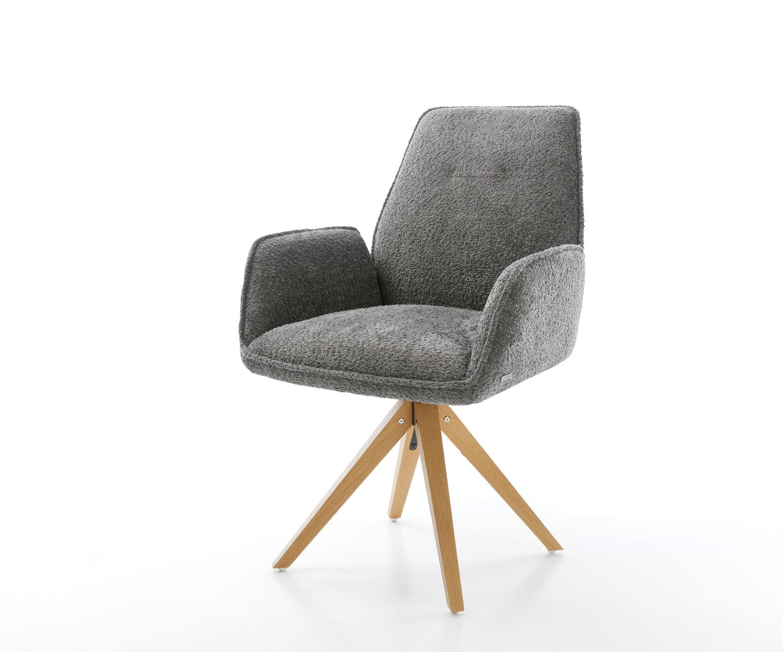 Esszimmerstuhl Zoa-Flex Bouclé Grau Holzgestell kantig Natur Taschenfederke günstig online kaufen