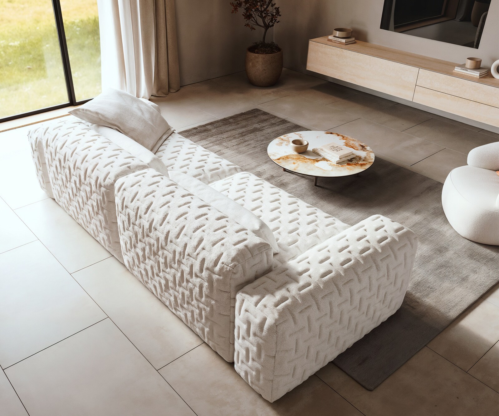 Big-Sofa Freestyle Icon 280x110 cm Bouclé Soft Beige 3