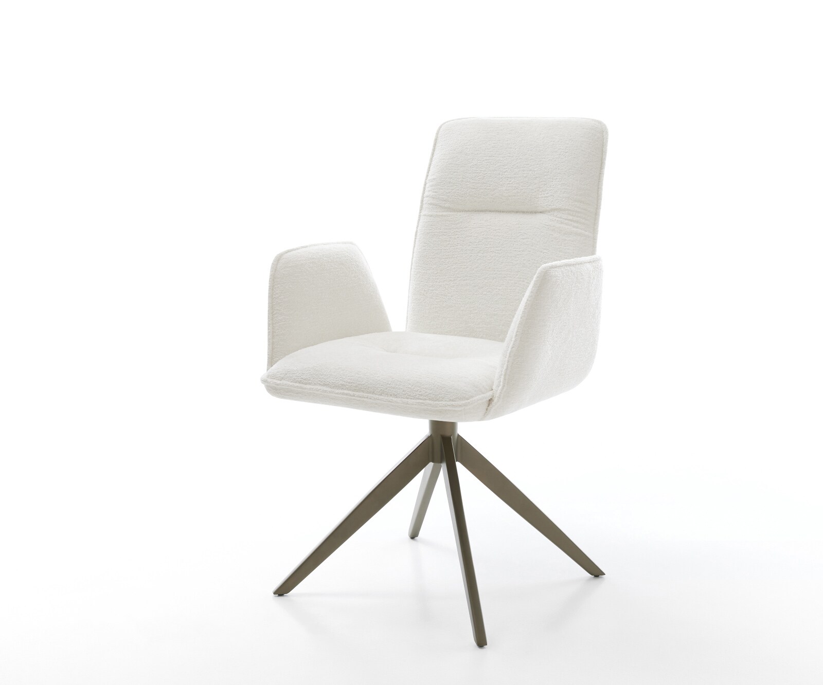 Drehstuhl Vinja-Flex Bouclé Soft Beige Kreuzgestell breit Effektfinish Titan 360° drehbar Wippfunktion