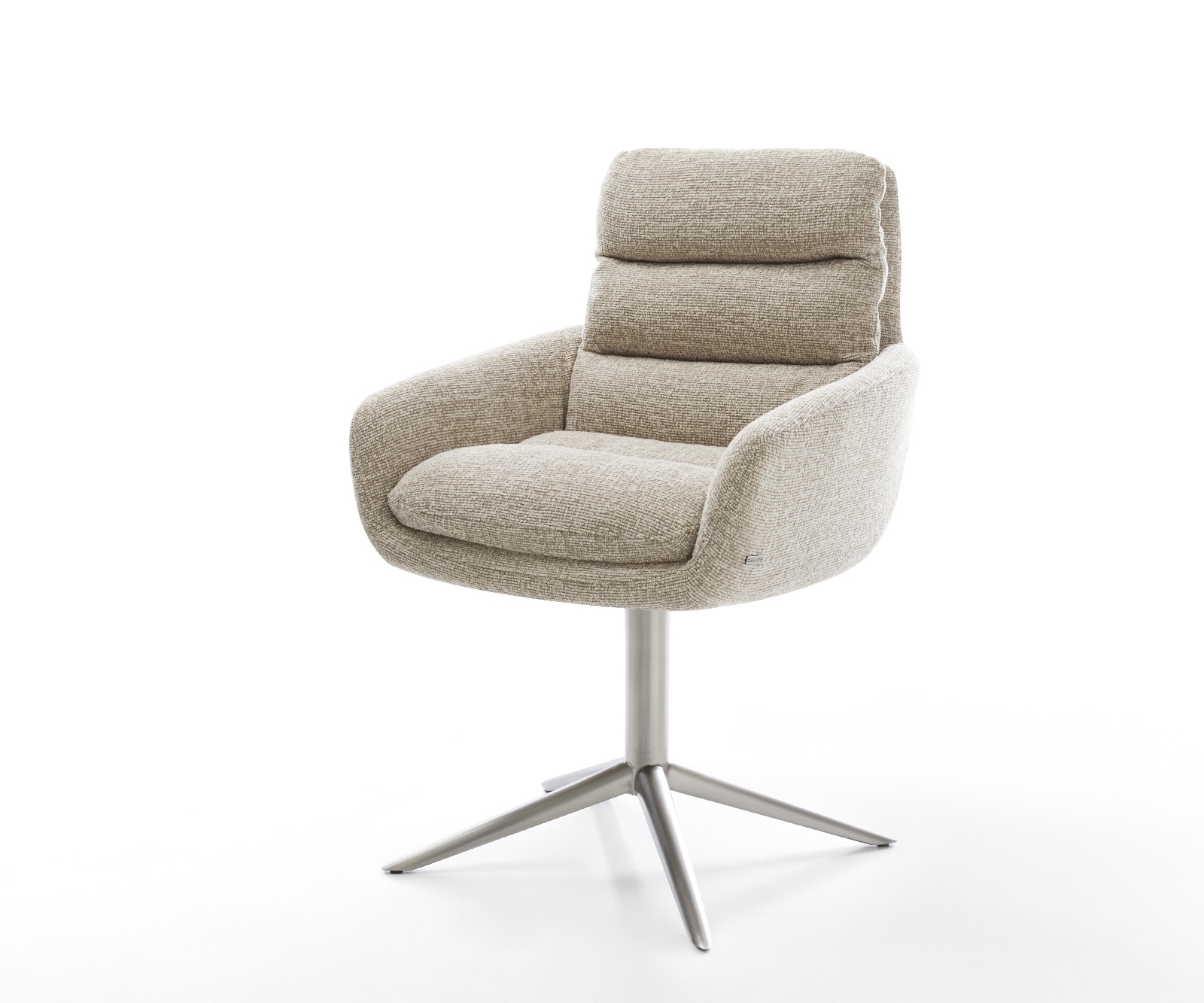 Drehstuhl Abelia-Flex mit Armlehnen Webstoff Soft Beige Fußkreuz Edelstahl 360° drehbar Wippfunktion
