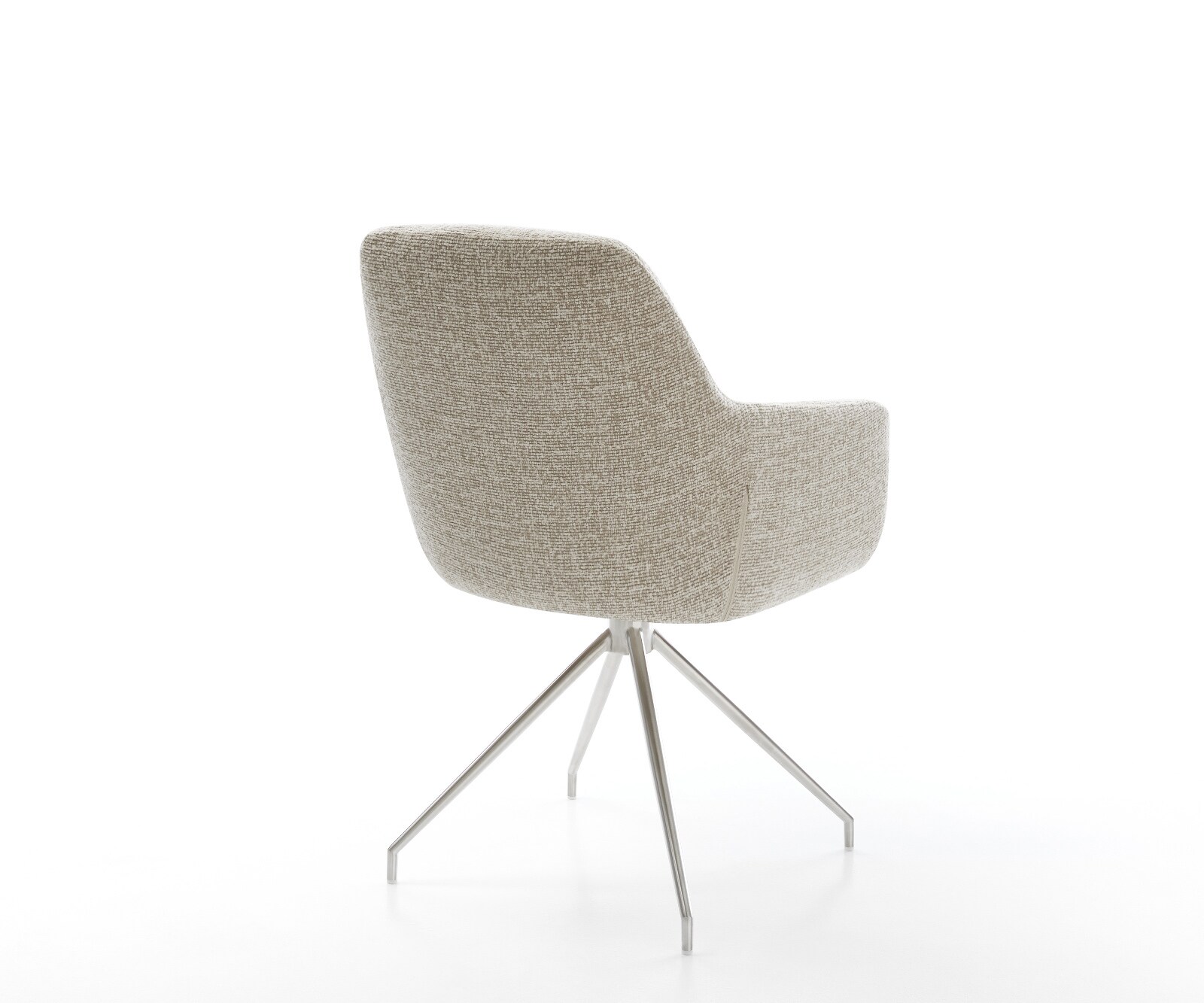 Esszimmerstuhl Pejo-Flex Webstoff Soft Beige Kreuzgestell konisch Edelstahl Taschenfederkern 4