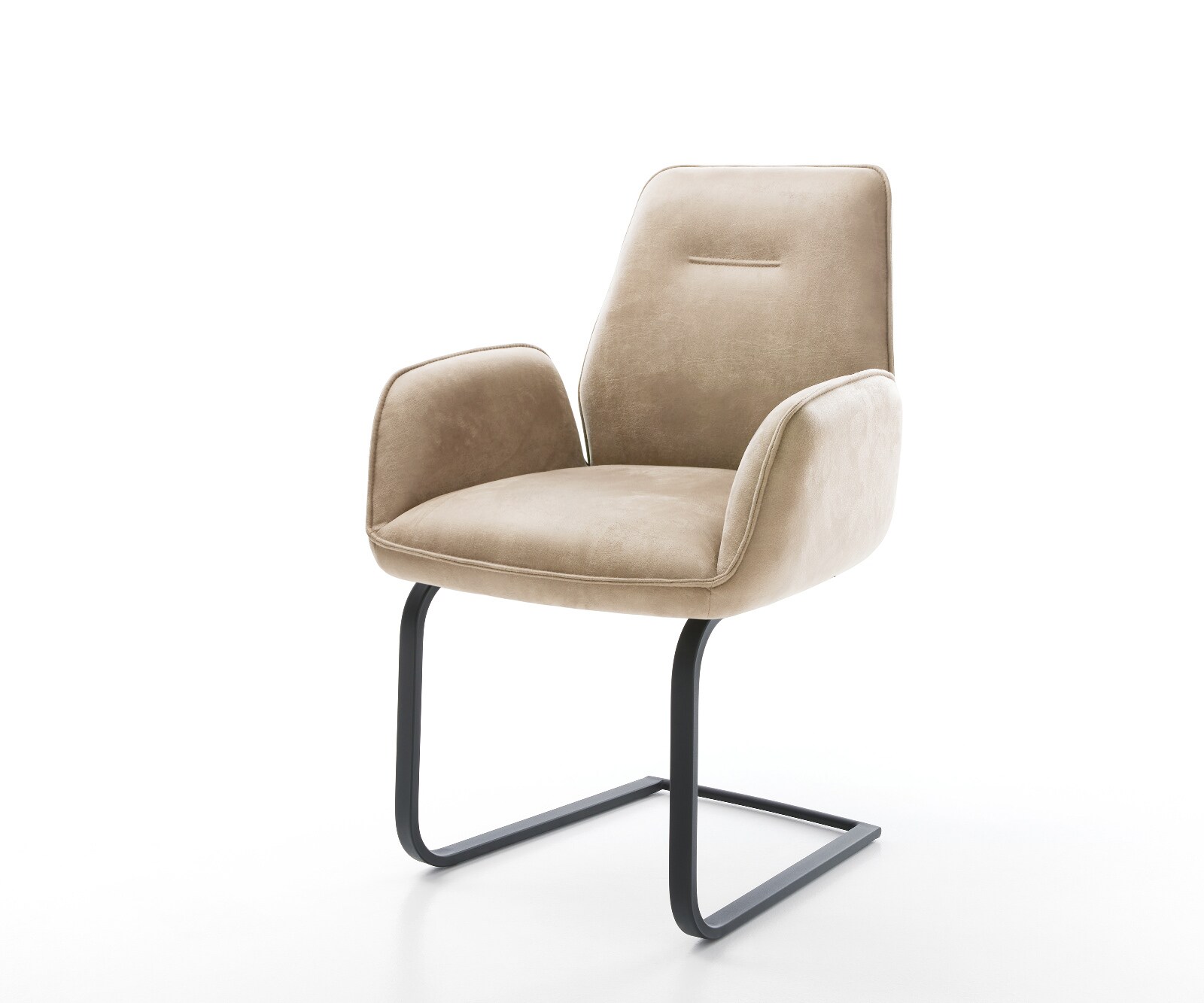 Freischwinger Zoa-Flex Mikrofaser Beige Vintage Freischwinger flach Schwarz Taschenfederkern