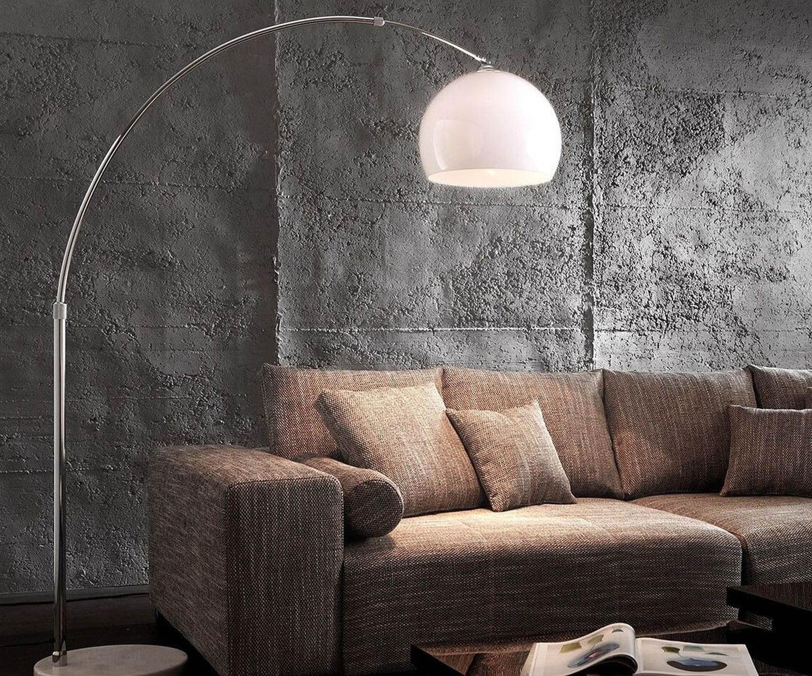 Bogenleuchte Big-Deal Eco Lounge Weiss Marmor verstellbar 