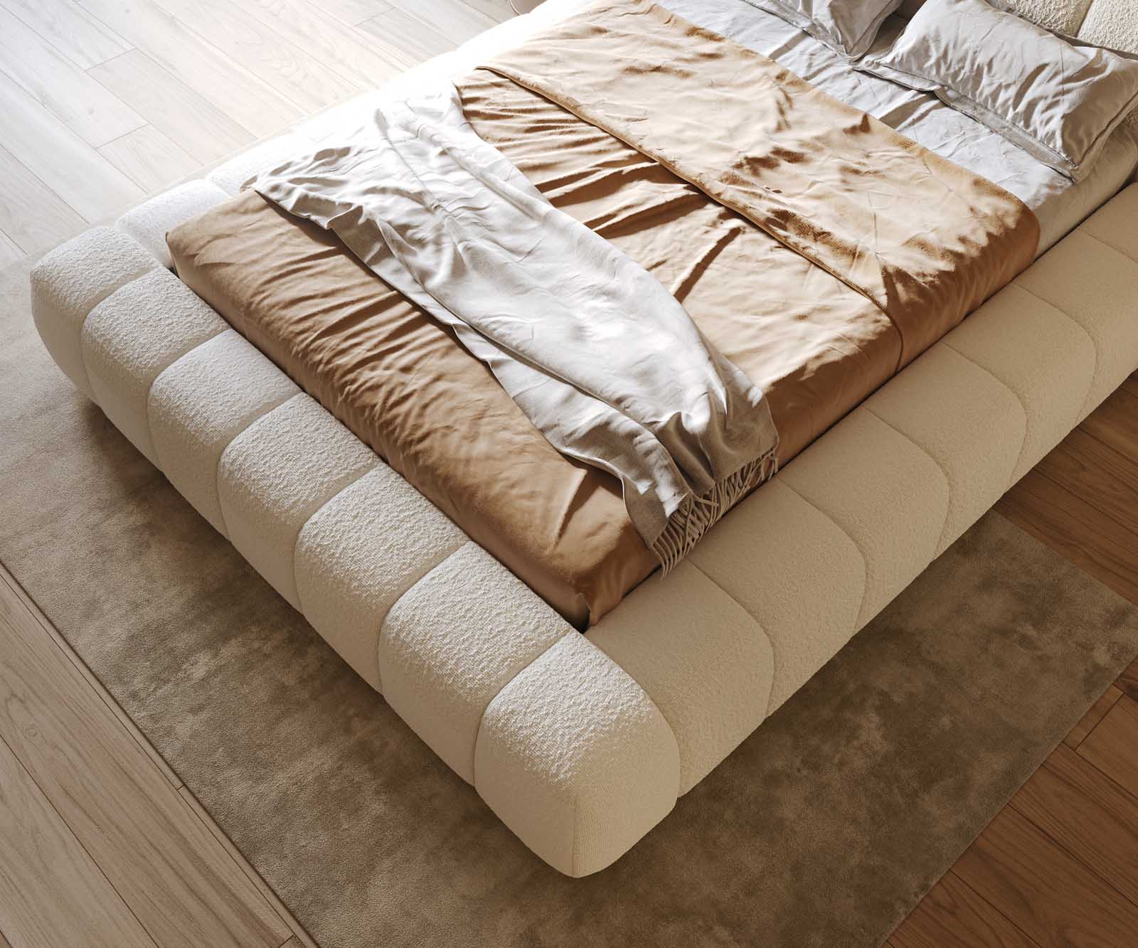 Polsterbettgestell Cutio 140x200 cm Bouclé Creme-Weiß 5