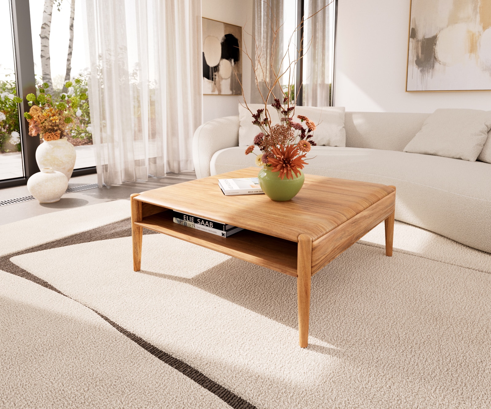 Couchtisch Simcha 90x90 cm Akazie Natur 1 Fach Couchtisch Simcha 90x90 cm Akazie Natur 1 Fach