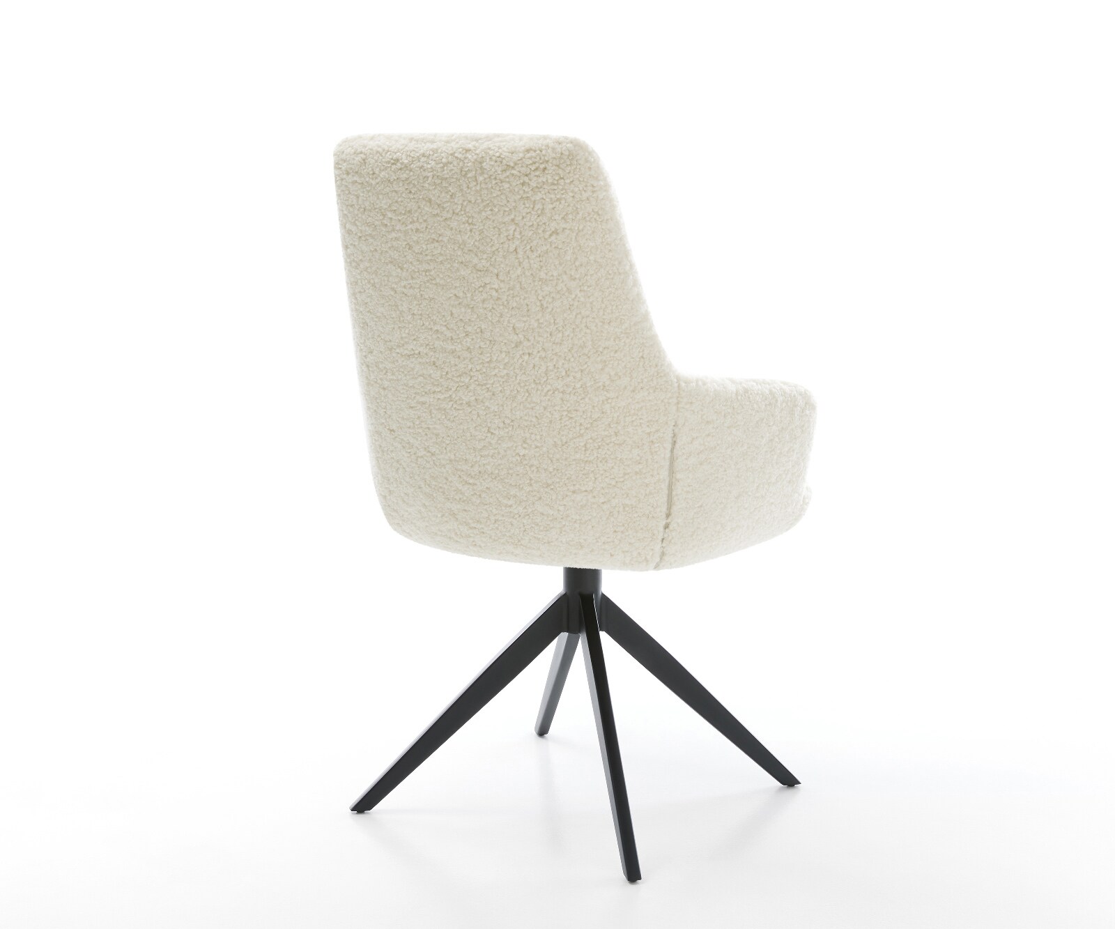 Drehstuhl Zelia-Flex mit Armlehnen Teddystoff Beige Kreuzgestell breit Schwarz 360° drehbar Wippfunktion Taschenfederkern 5