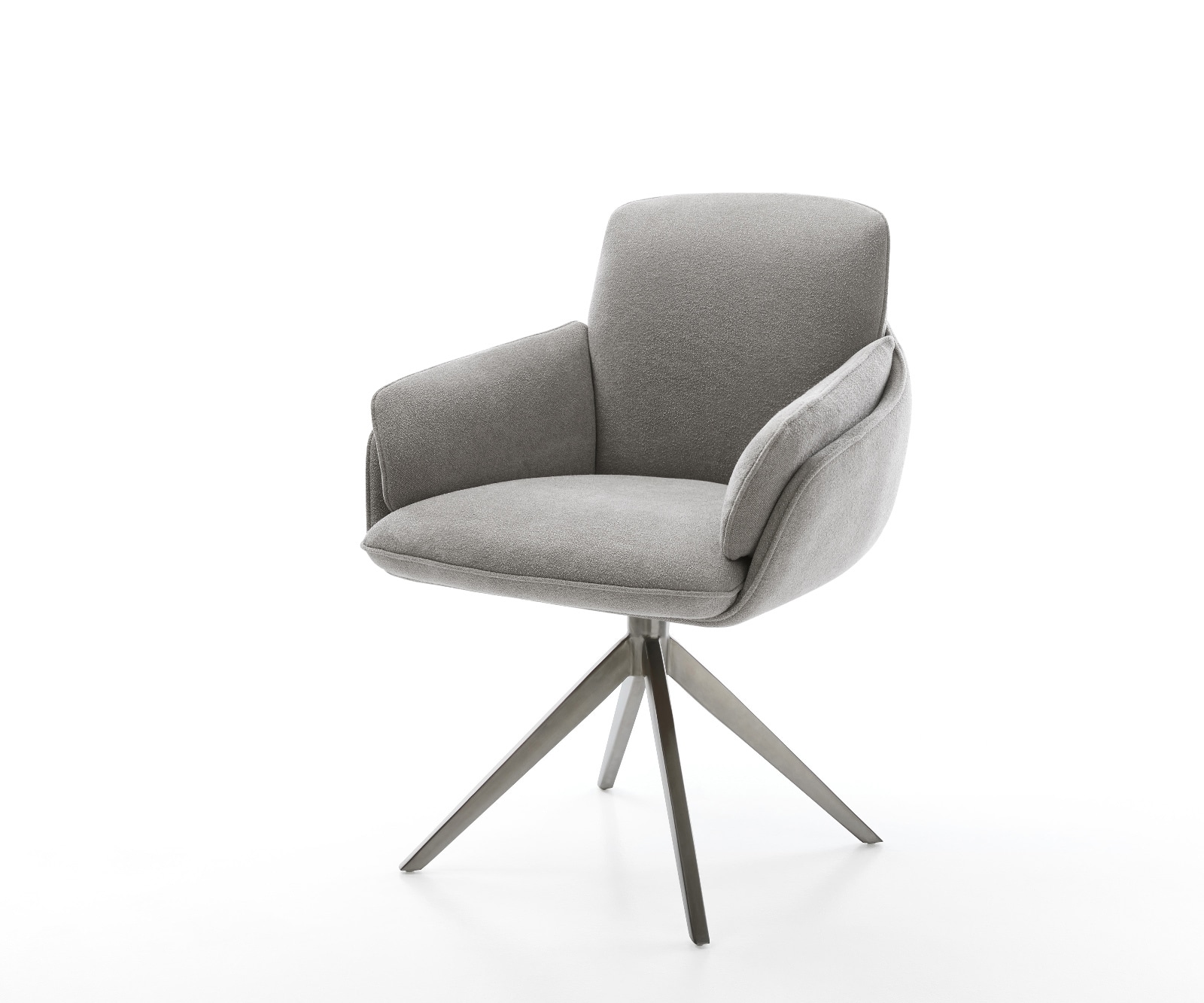 Drehstuhl Luan-Flex mit Armlehnen Strukturstoff Soft Grau Kreuzgestell breit Graphit 360° drehbar Wippfunktion