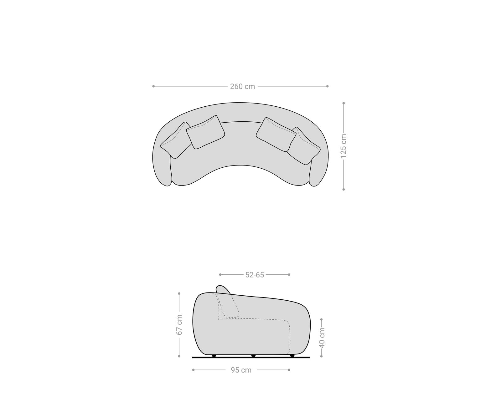 3-Sitzer Larna 260x120 cm Mikrofaser Grau 1 3-Sitzer Larna 260x120 cm Mikrofaser Grau 1
