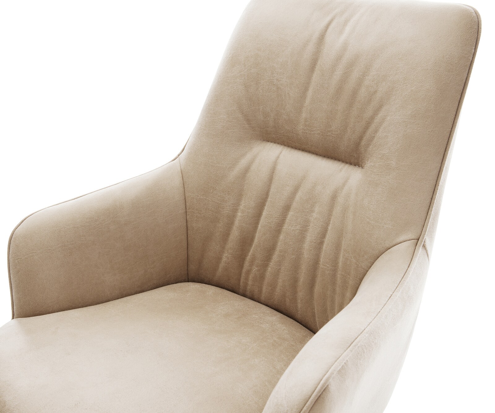 Drehstuhl Zelia-Flex mit Armlehnen Mikrofaser Beige Vintage Kreuzgestell breit Effektfinish Titan 360° drehbar Wippfunktion Taschenfederkern 3