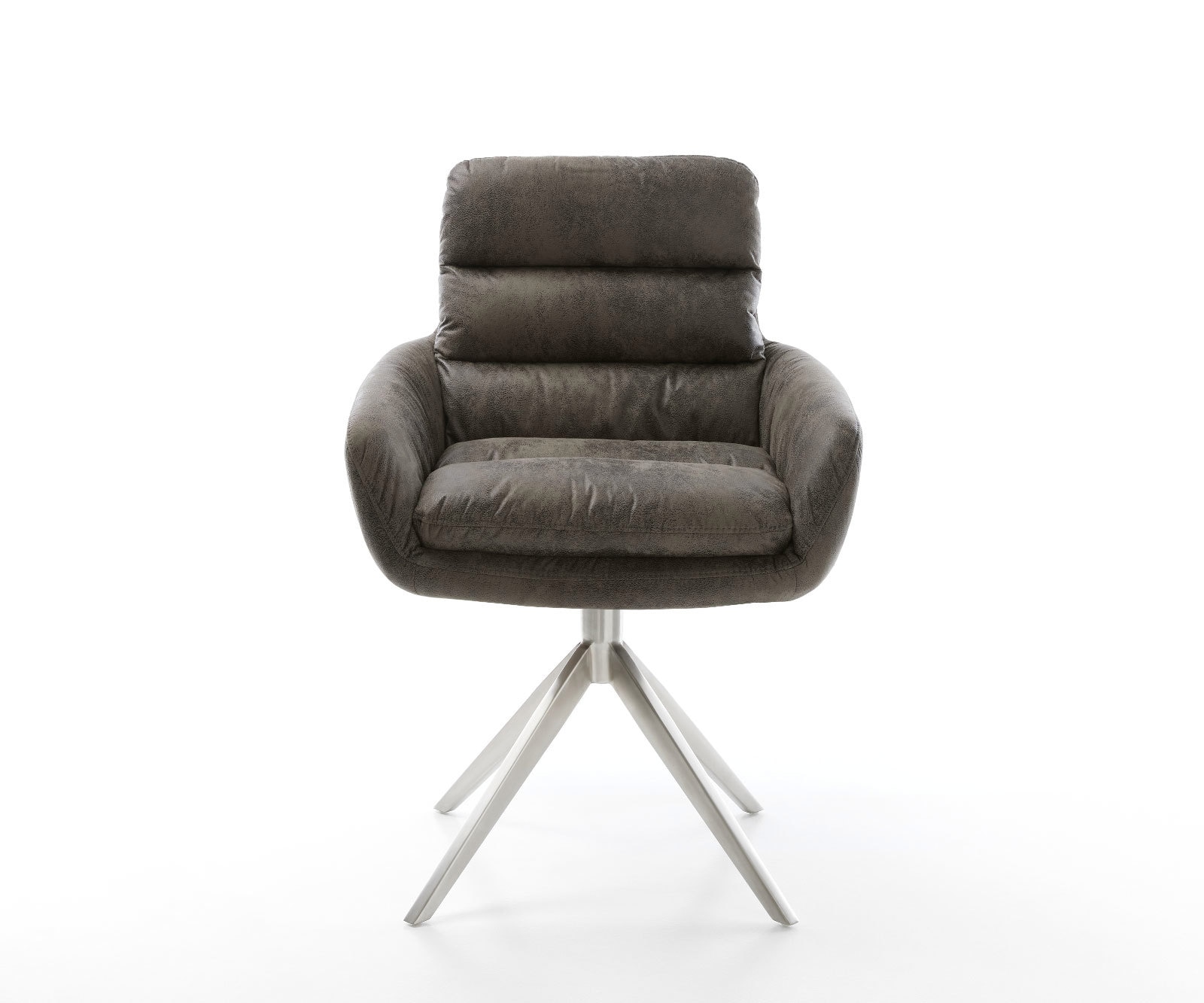 Drehstuhl Abelia-Flex mit Armlehnen Mikrofaser Grau Antik Kreuzgestell breit Edelstahl 360° drehbar Wippfunktion 1 Drehstuhl Abelia-Flex mit Armlehnen Mikrofaser Grau Antik Kreuzgestell breit Edelstahl 360° drehbar Wippfunktion 1