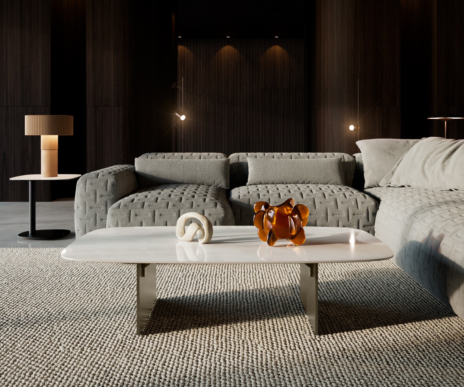 Couchtisch Edge Boot 140x80 cm Keramik Onyx Champagne Salto Metall Effektfinish Titan 1