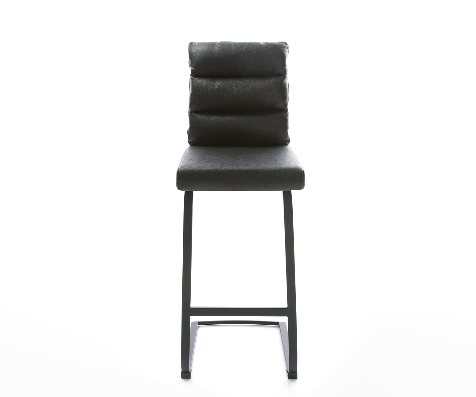 Barstuhl Pela-Flex Echt-Leder Schwarz Freischwinger flach Metall 1