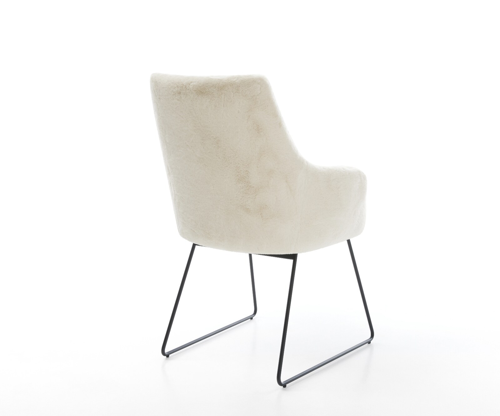 Esszimmerstuhl Alja-Flex mit Armlehnen Plüsch Creme-Weiß Kufengestell Schwarz Taschenfederkern 5