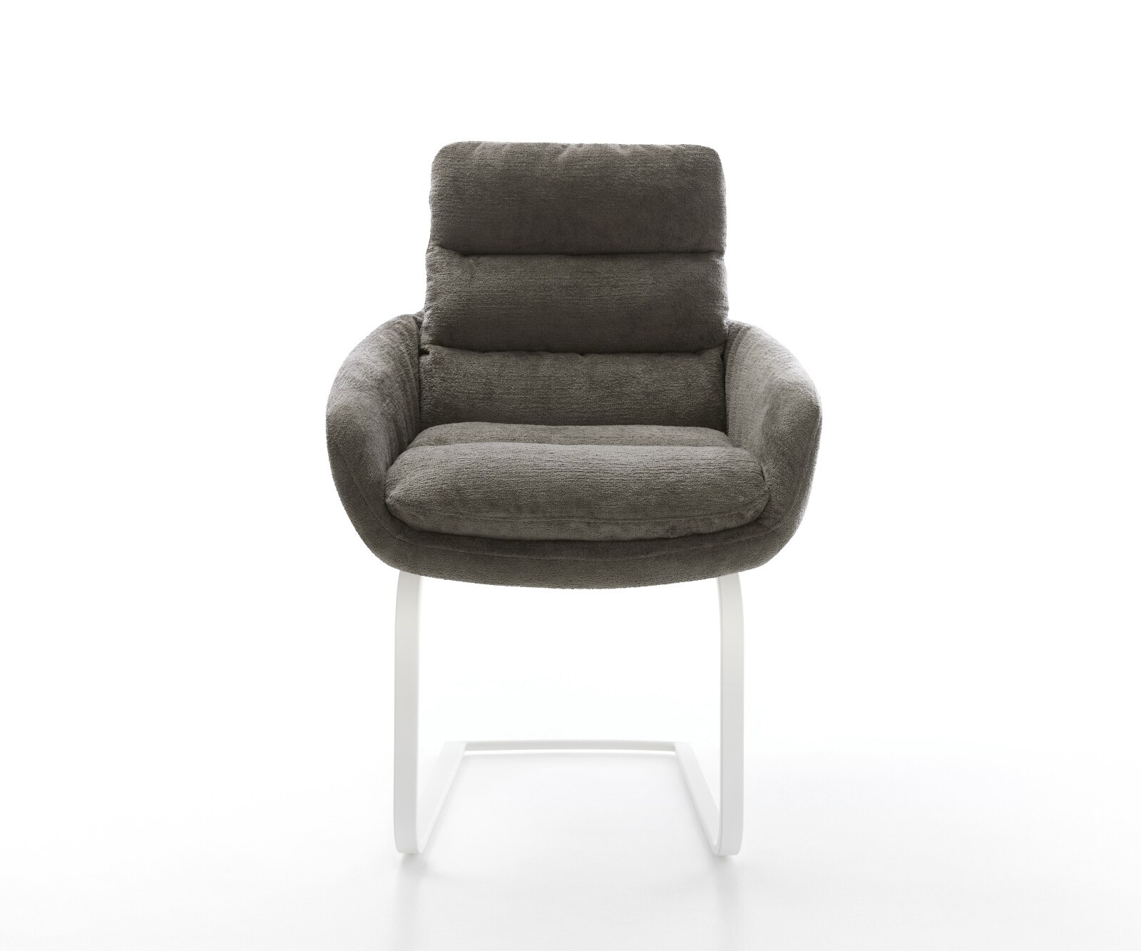 Freischwinger Abelia-Flex mit Armlehnen Bouclé Soft Schlamm Freischwinger flach Weiß 2