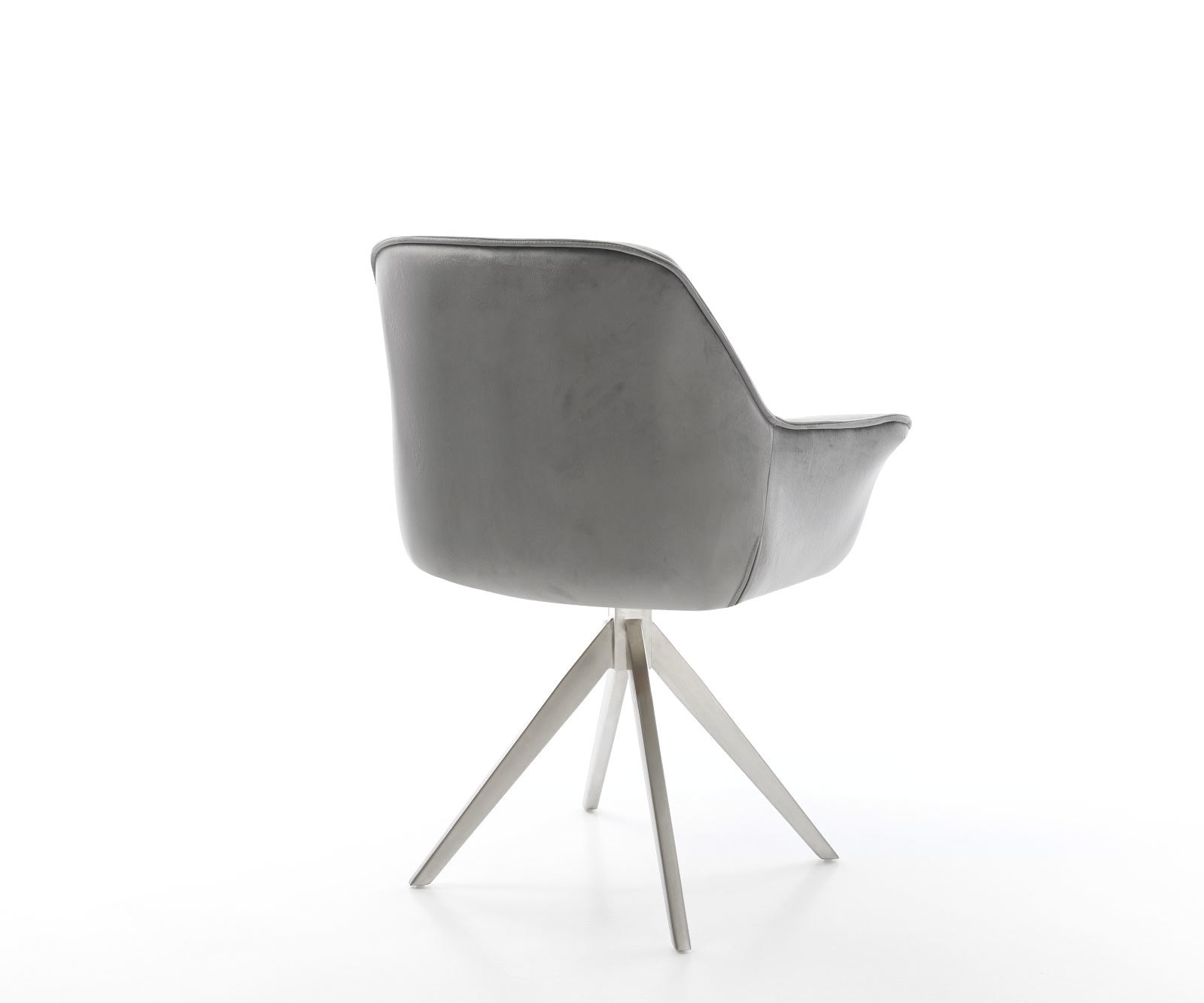 Esszimmerstuhl Keila-Flex mit Armlehnen Samt Grau Kreuzgestell kantig Edelstahl 5 Esszimmerstuhl Keila-Flex mit Armlehnen Samt Grau Kreuzgestell kantig Edelstahl 5