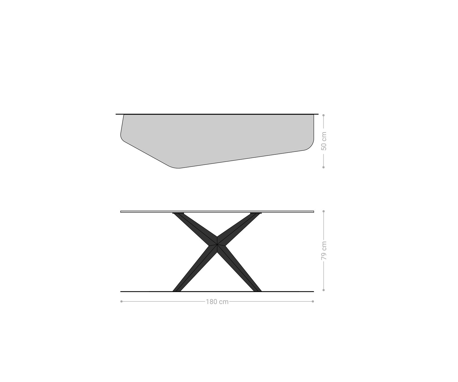 Konsolentisch Edge Polygonal 180x50 cm Keramik Onyx Champagne Zentharo Metall Effektfinish Titan 7