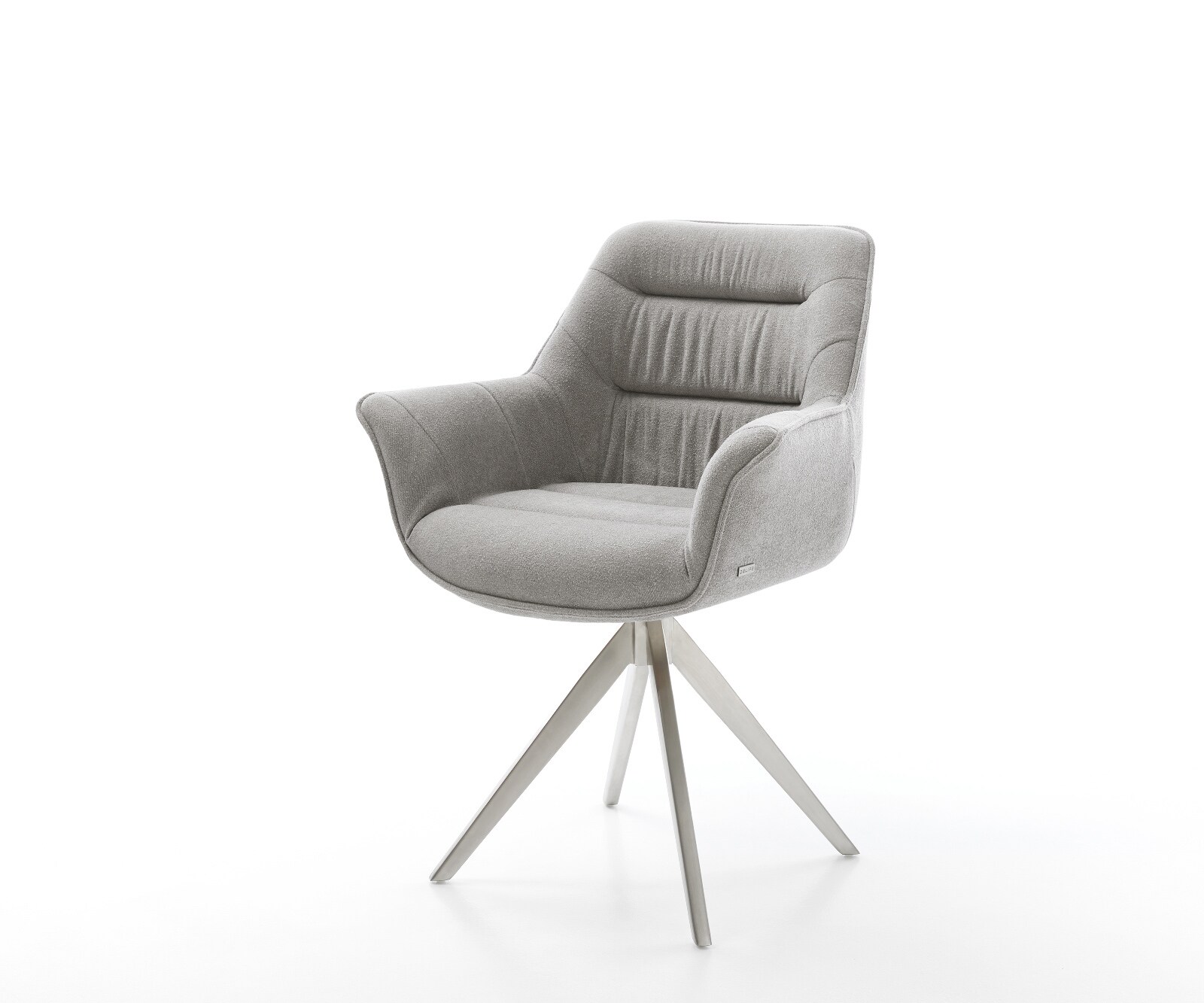 Drehstuhl Kaira-Flex Strukturstoff Soft Grau Kreuzgestell kantig Edelstahl 180° drehbar 1