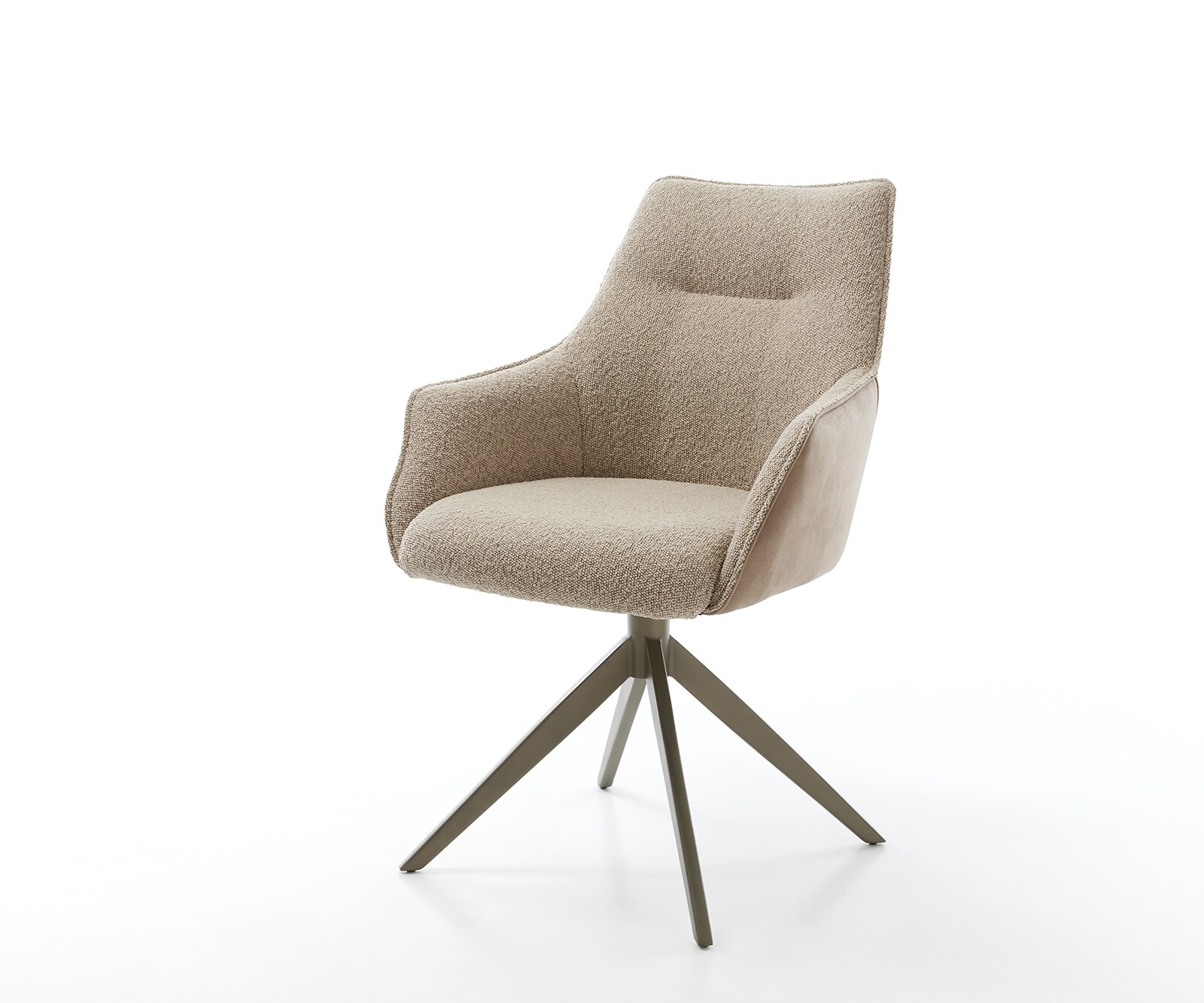 Drehstuhl Alja-Flex mit Armlehnen Materialmix Schlamm Kreuzgestell breit Effektfinish Titan 360° drehbar Taschenfederkern