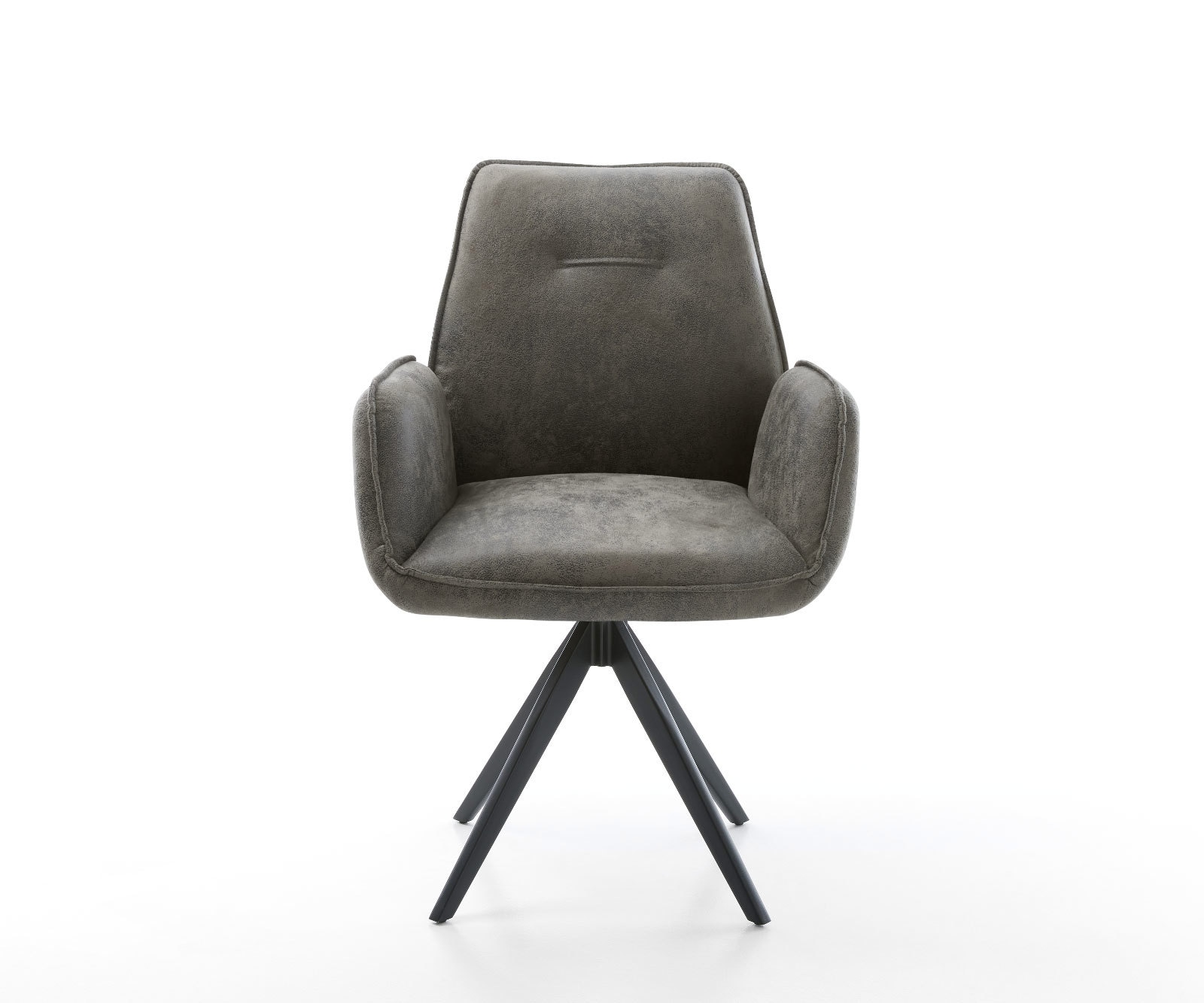 Esszimmerstuhl Zoa-Flex Mikrofaser Grau Antik Kreuzgestell kantig Schwarz Taschenfederkern 2