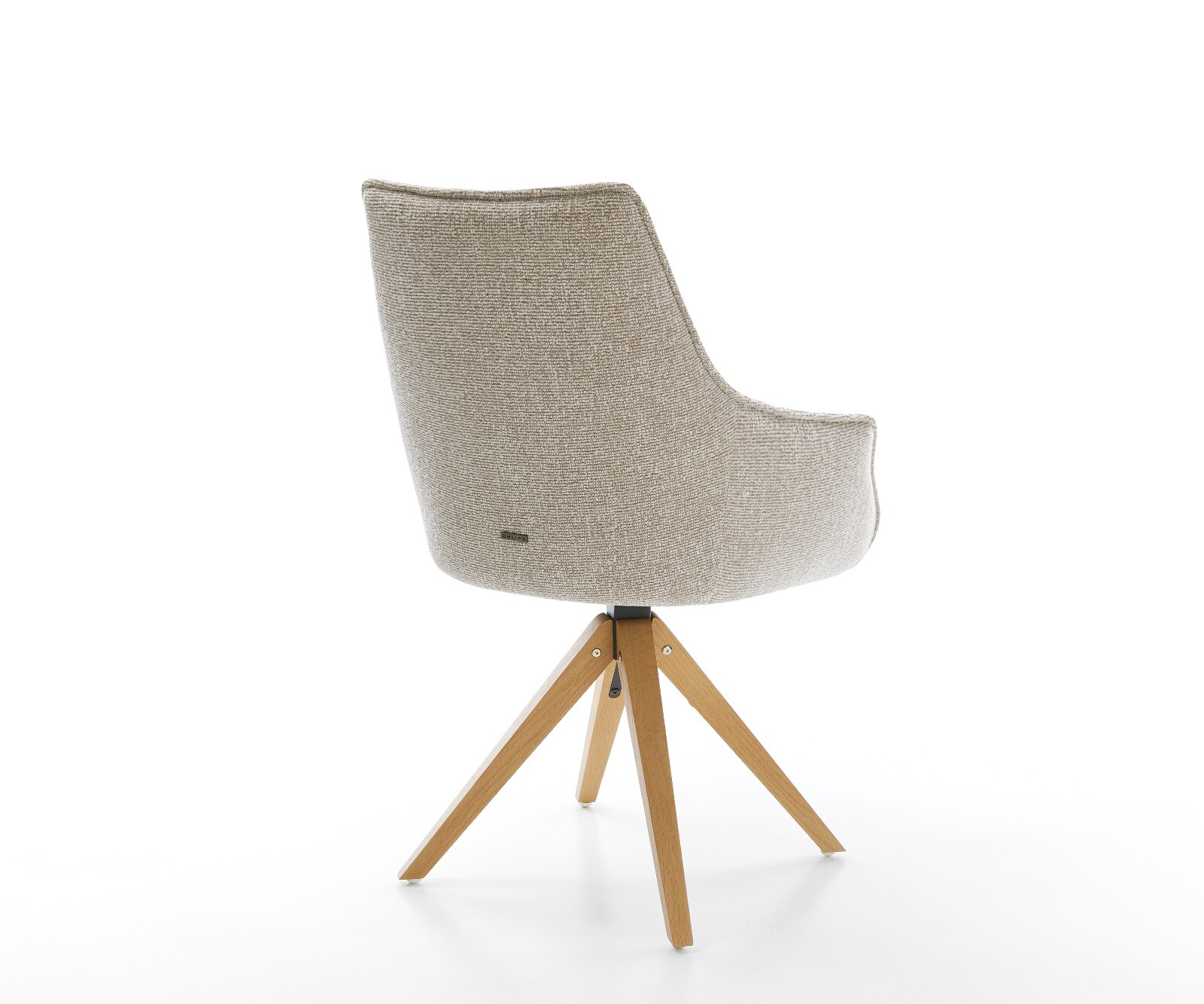 Drehstuhl Alja-Flex mit Armlehnen Webstoff Soft Beige Holzgestell kantig Natur 180° drehbar Taschenfederkern 5