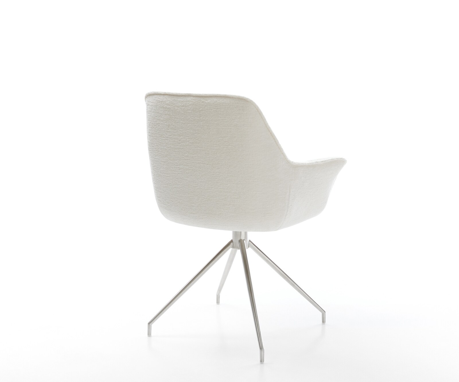 Esszimmerstuhl Kaira-Flex Bouclé Soft Beige Kreuzgestell konisch Edelstahl 5