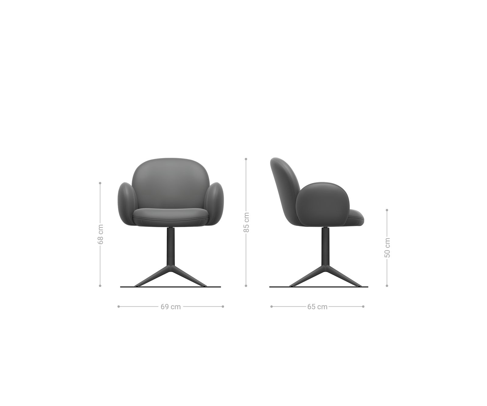 Drehstuhl Nube-Flex mit Armlehnen Strukturstoff Soft Grau Fußkreuz Graphit 360° drehbar Wippfunktion Taschenfederkern 6