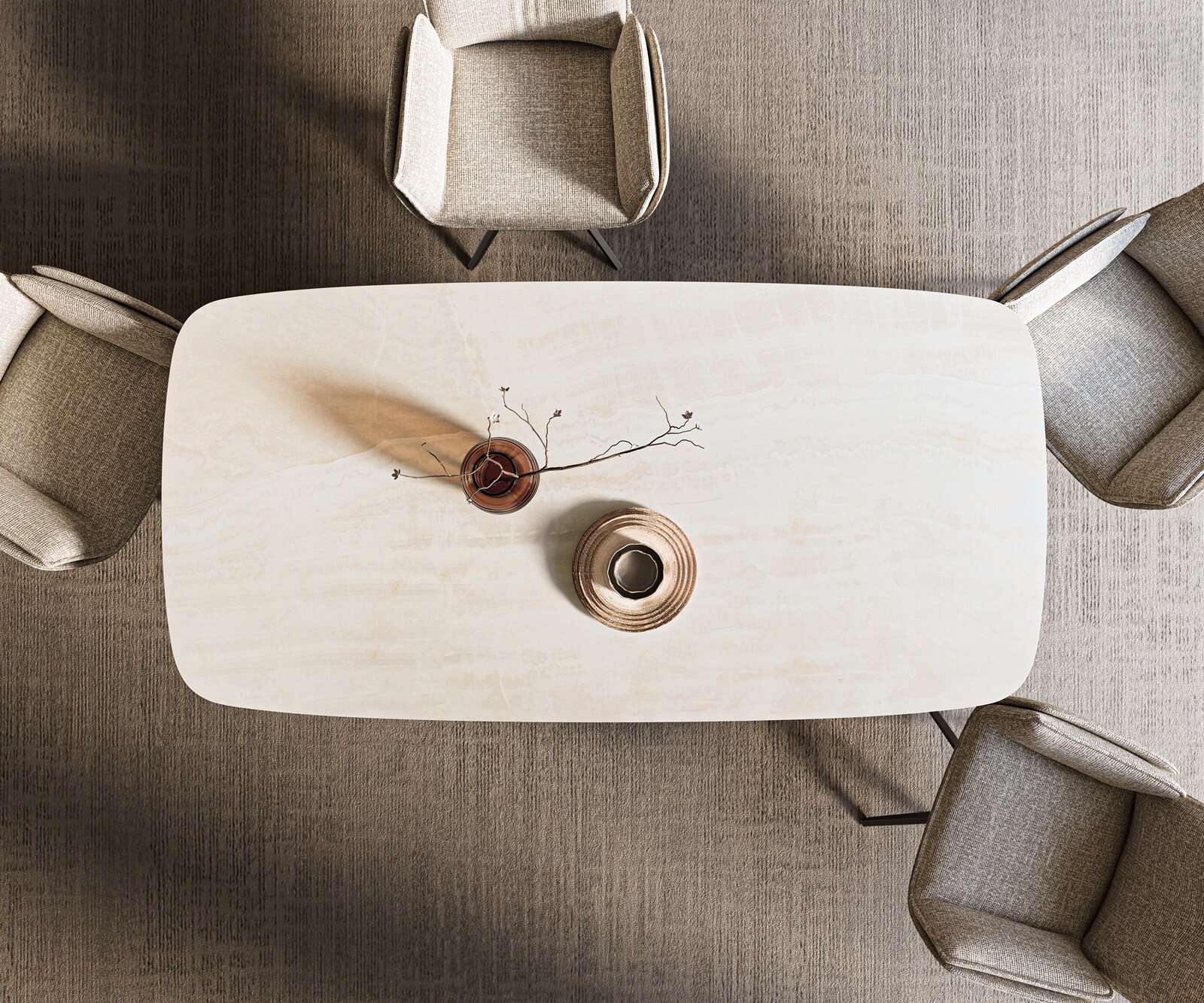 Esstisch Edge Boot 200x100 cm Keramik Onyx Champagne W-Gestell Metall Schwarz 6