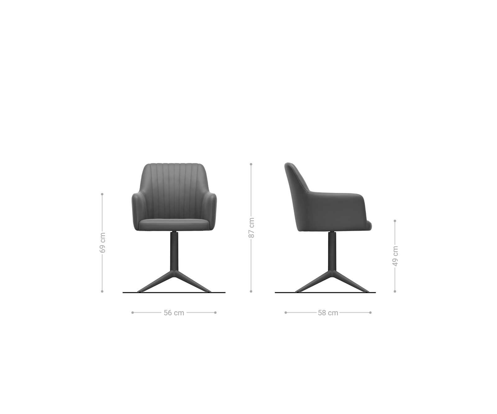 Drehstuhl Greg-Flex Strukturstoff Soft Grau Fußkreuz Graphit 360° drehbar Wippfunktion Taschenfederkern 6