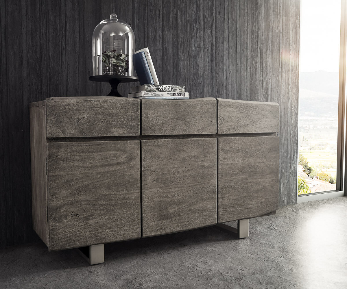 Kommode Live-Edge Akazie mit Türen und Schubkästen Baumkante 4
