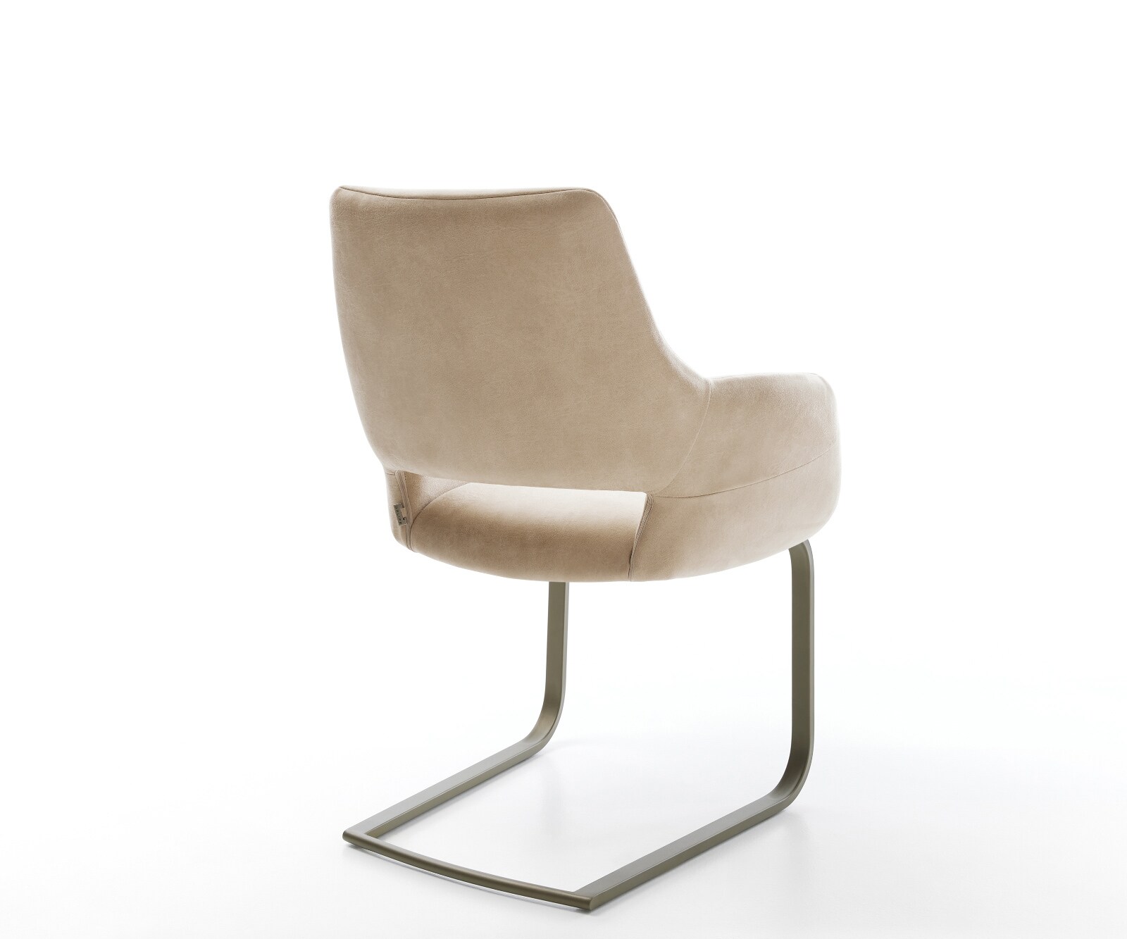 Freischwinger Yago-Flex mit Armlehnen Mikrofaser Beige Vintage Freischwinger flach Effektfinish Titan Taschenfederkern 4