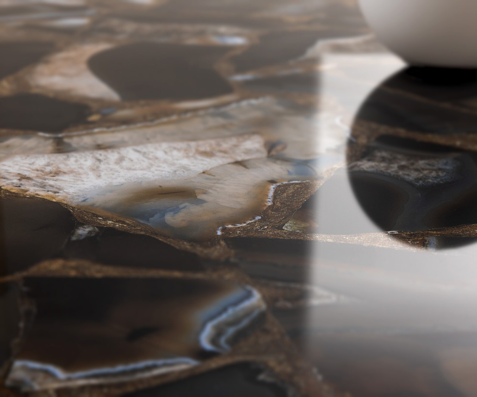 Esstisch Edge Oval 280x130 cm Keramik Iris FMG Agatablack Infinity Metall Effektfinish Titan 5