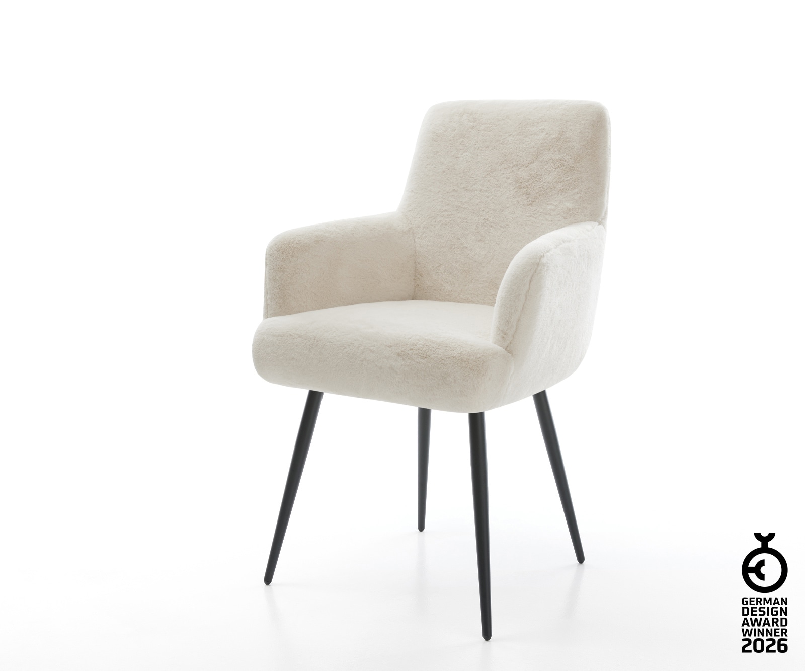 Esszimmerstuhl Heira-Flex mit Armlehnen Plüsch Creme-Weiß 4-Fuß konisch Sch günstig online kaufen