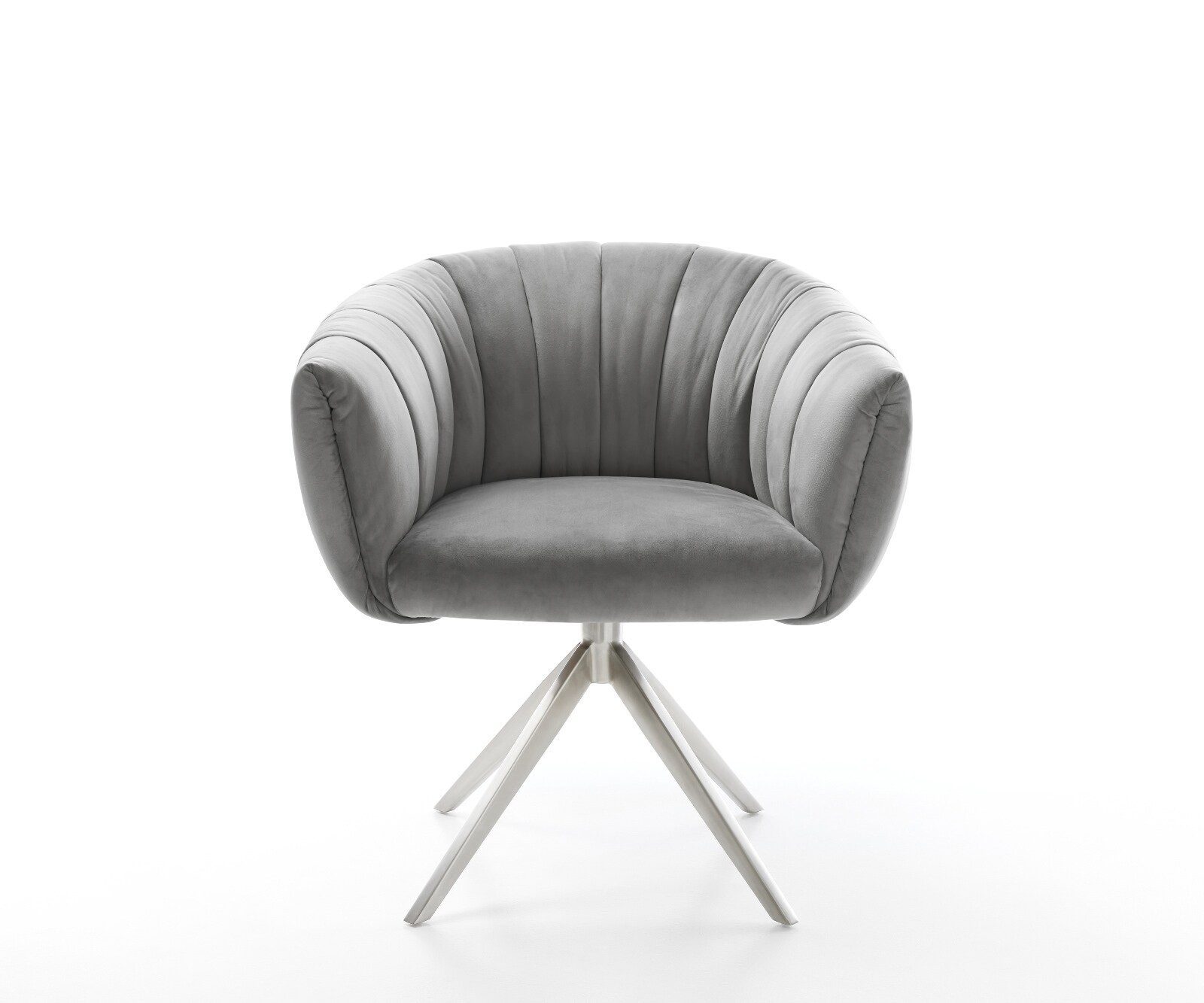 Drehstuhl Jada-Flex Samt Grau Kreuzgestell breit Edelstahl 360° drehbar Wippfunktion Taschenfederkern 2