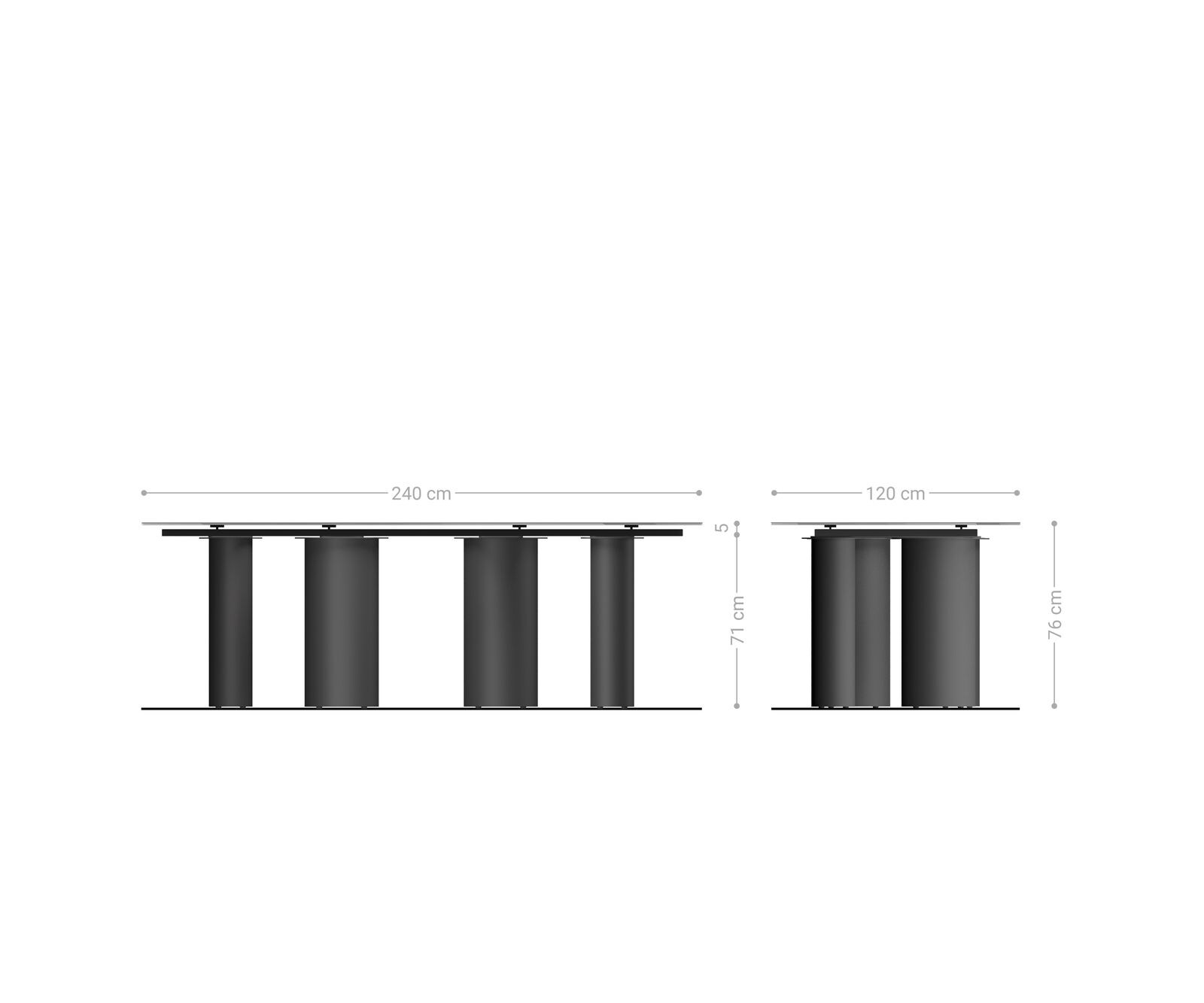Esstisch Edge Boot 240x120 Keramik Travertin Natur Pilier Metall Weiß 8