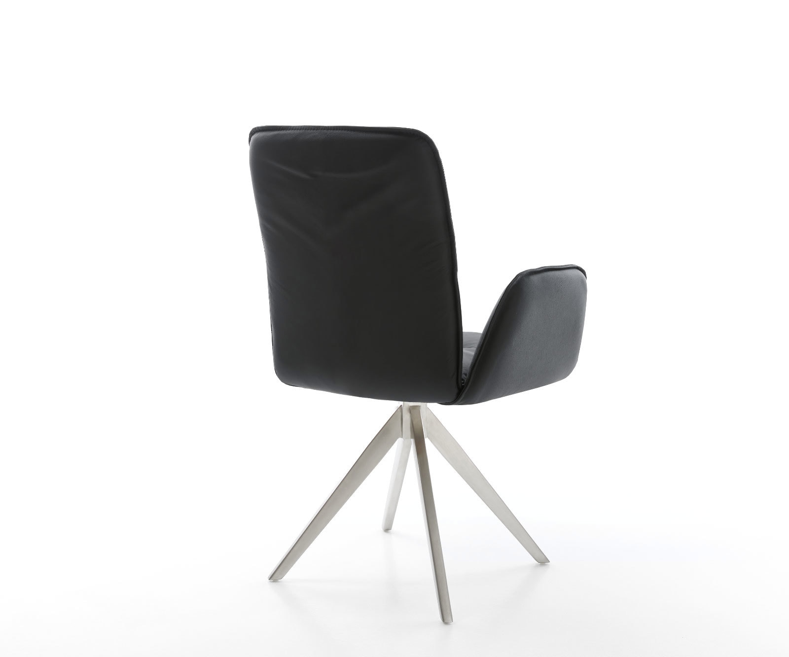 Esszimmerstuhl Vinja-Flex Echt-Leder Schwarz Kreuzgestell kantig Edelstahl 4 Esszimmerstuhl Vinja-Flex Echt-Leder Schwarz Kreuzgestell kantig Edelstahl 4