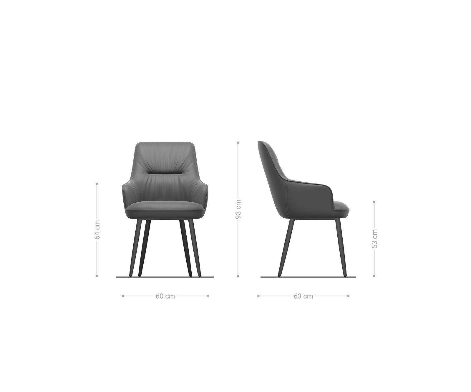 Esszimmerstuhl Zelia-Flex mit Armlehnen Webstoff Soft Beige 4-Fuß konisch Schwarz Taschenfederkern 5