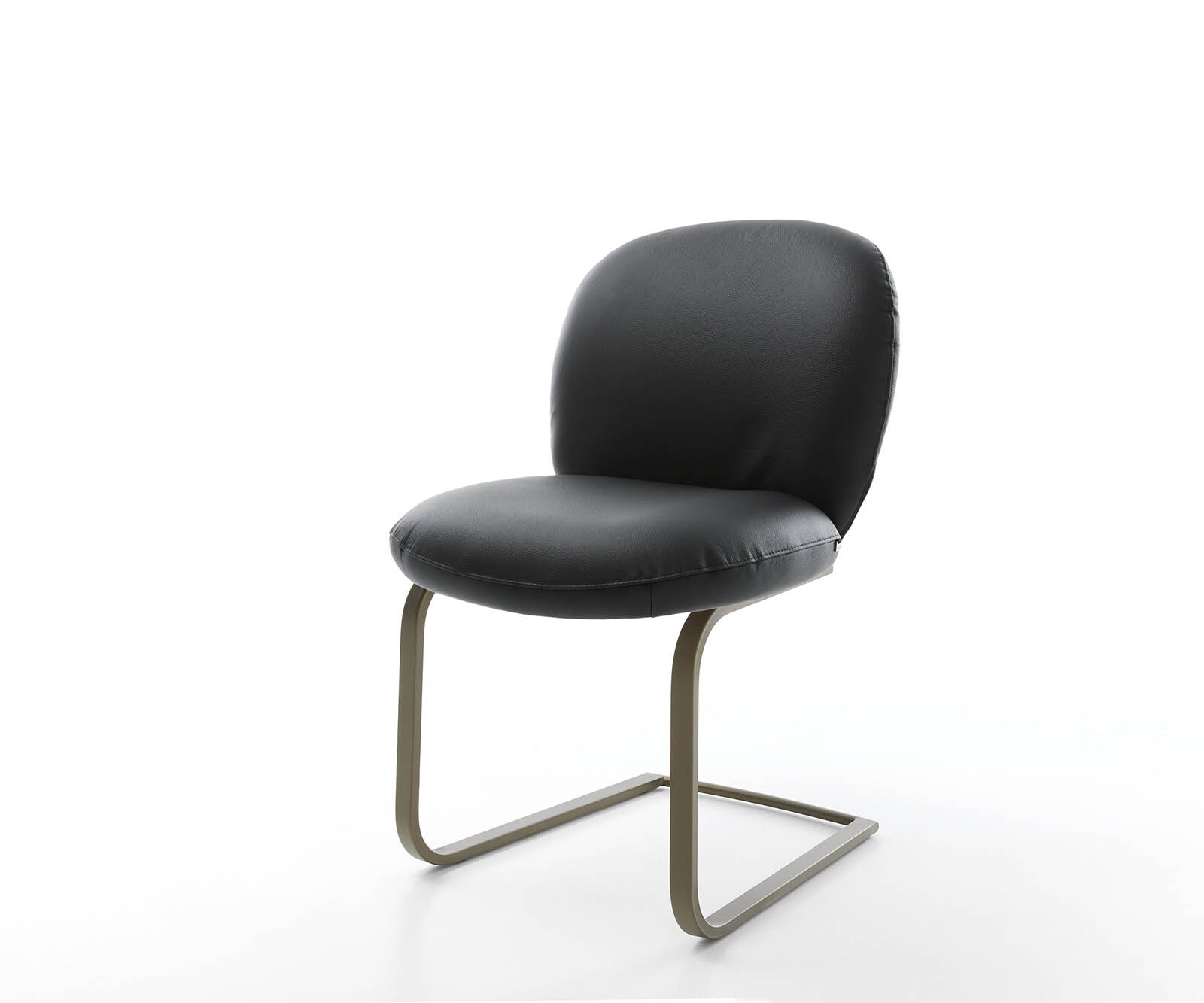 Freischwinger Nube-Flex Echt-Leder Schwarz Freischwinger flach Effektfinish Titan Taschenfederkern