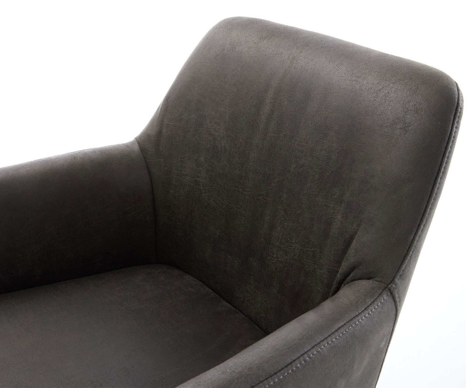 Drehstuhl Xana-Flex mit Armlehnen Mikrofaser Anthrazit Vintage Kreuzgestell breit Edelstahl 360° drehbar Wippfunktion Taschenfederkern 4