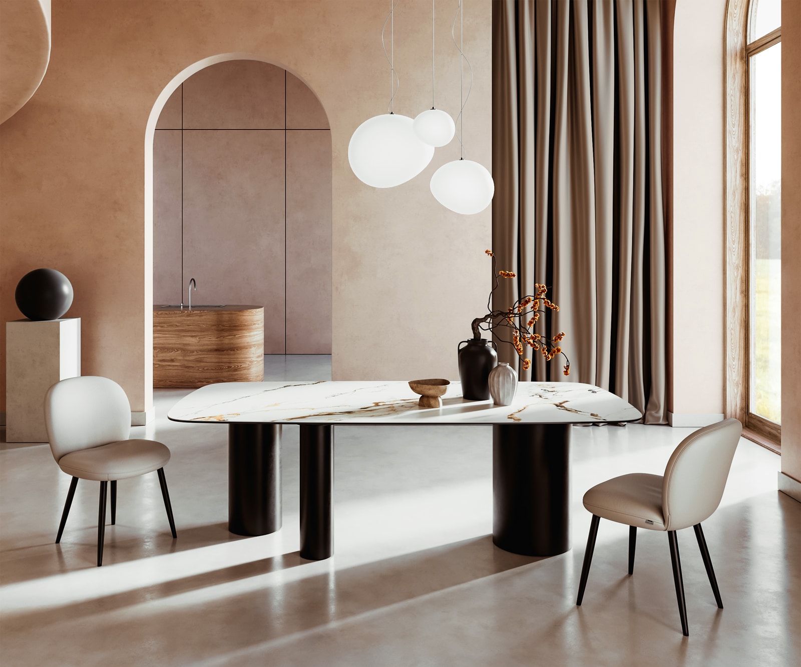 Esstisch Edge Boot 240x120 Keramik Calacatta Luxe Weiß-Gold-Grau Troa Metall Schwarz Esstisch Edge Boot 240x120 Keramik Calacatta Luxe Weiß-Gold-Grau Troa Metall Schwarz