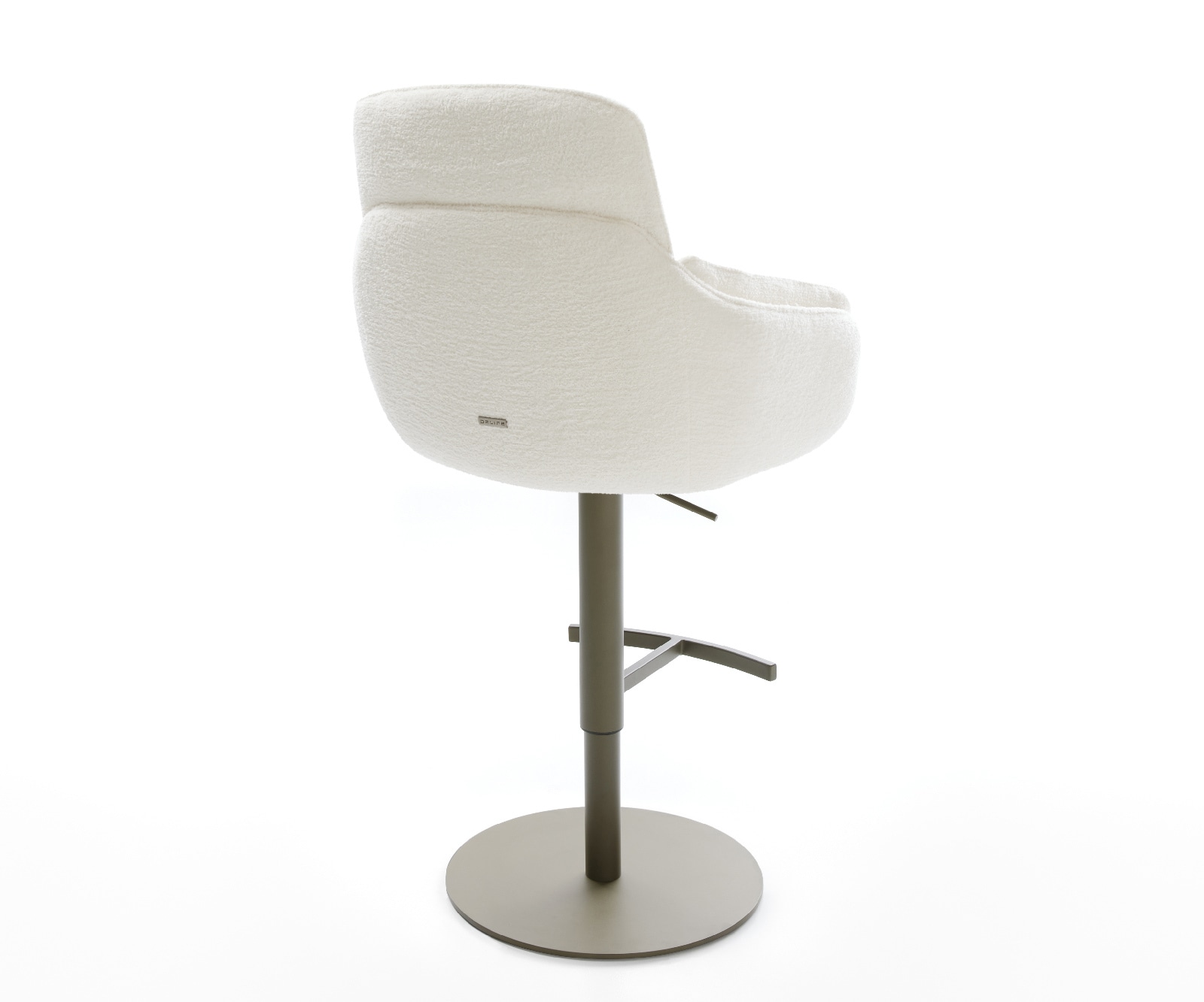 Barstuhl Luan-Flex Bouclé Soft Beige Drehfuß höhenverstellbar Metall Titanfarben 4