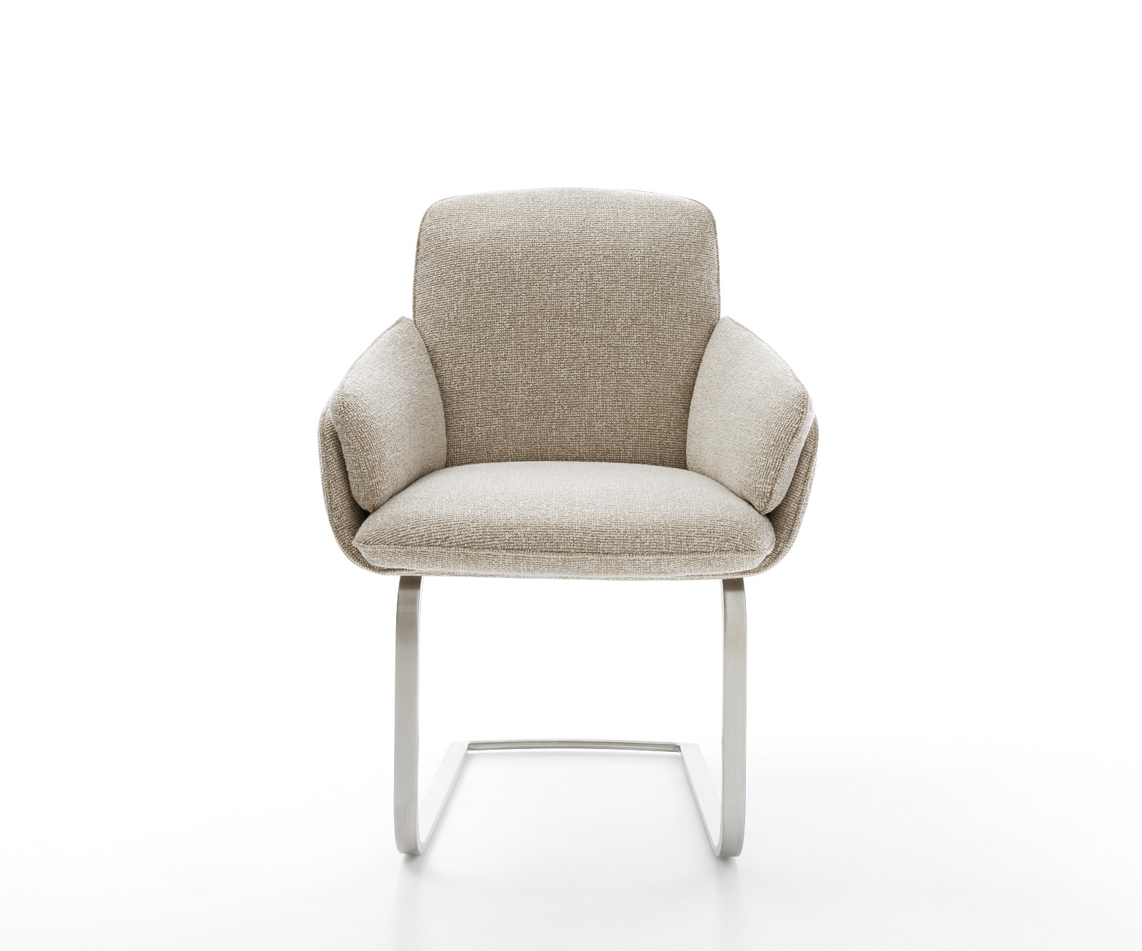 Freischwinger Luan-Flex mit Armlehnen Webstoff Soft Beige Freischwinger flach Edelstahl 2
