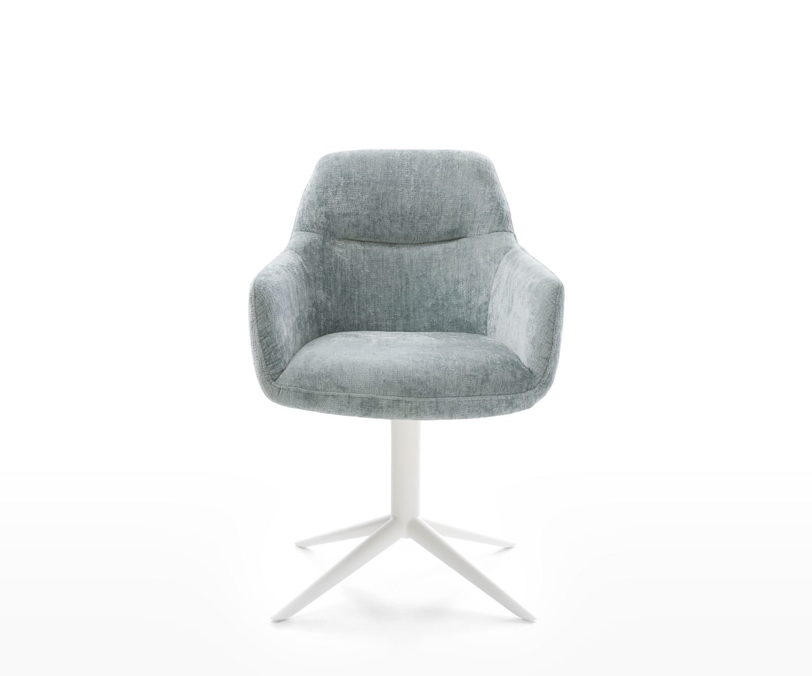 Drehstuhl Pejo-Flex Chenille Pastellblau Fußkreuz Weiß 360° drehbar Wippfunktion Taschenfederkern 1