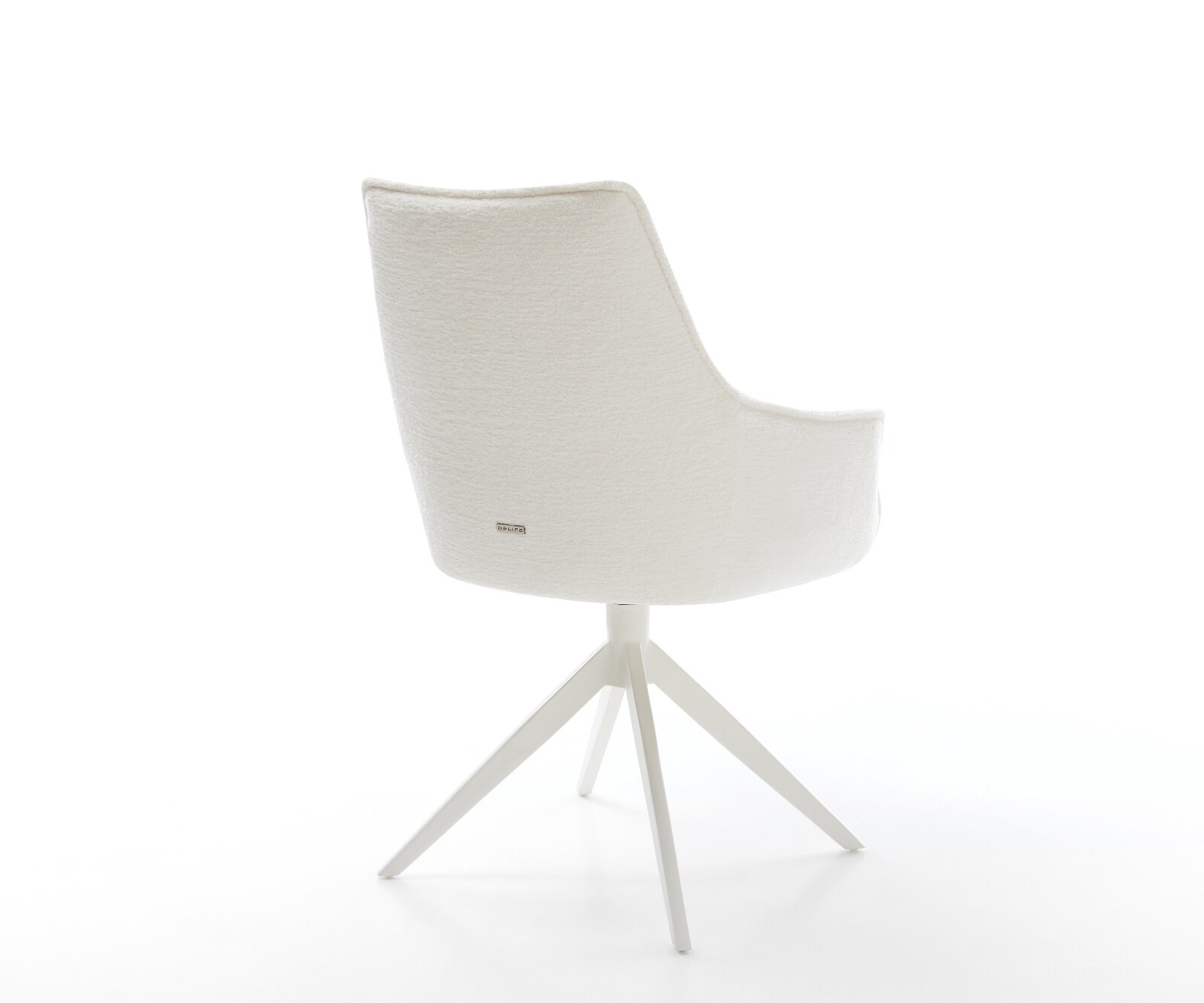 Drehstuhl Alja-Flex mit Armlehnen Bouclé Soft Beige Kreuzgestell breit Weiß 360° drehbar Wippfunktion Taschenfederkern 4