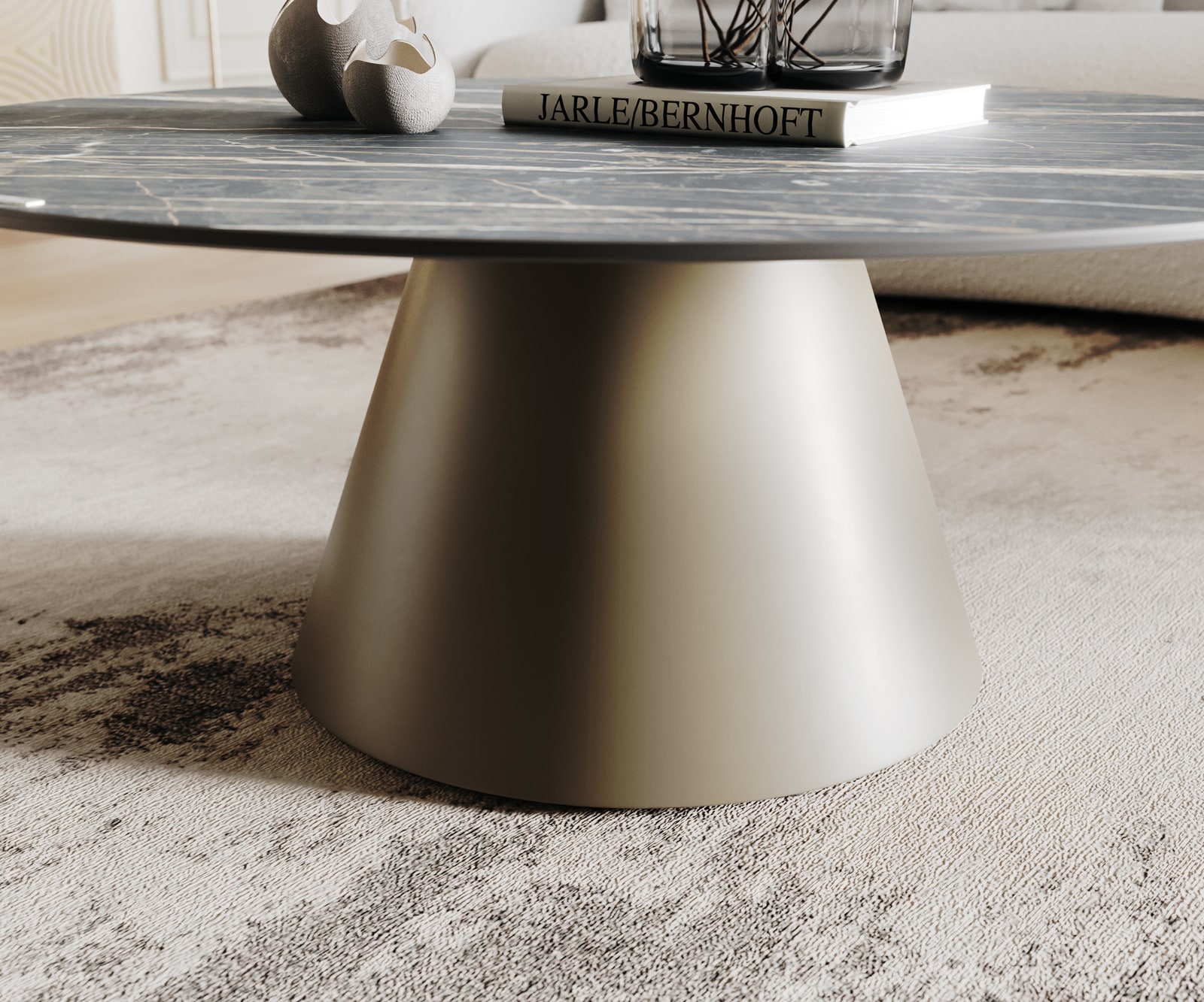 Couchtisch Borna 100x100 cm Keramik Laminam®Noir Desir Braun Gestell Konisch Effektfinish Titan 4 Couchtisch Borna 100x100 cm Keramik Laminam®Noir Desir Braun Gestell Konisch Effektfinish Titan 4